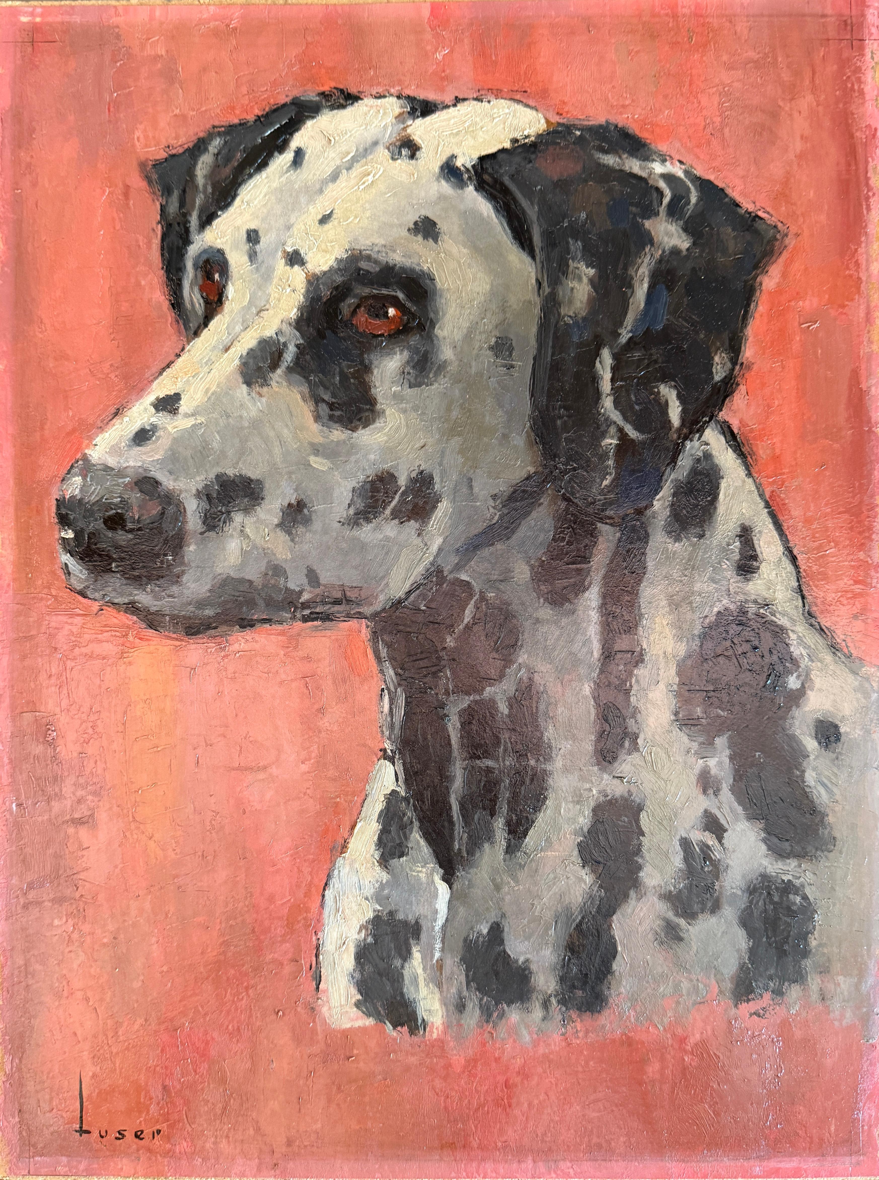 Jose Maria Tuser Vazquez Animal Painting - Dalmatian dog oil painting