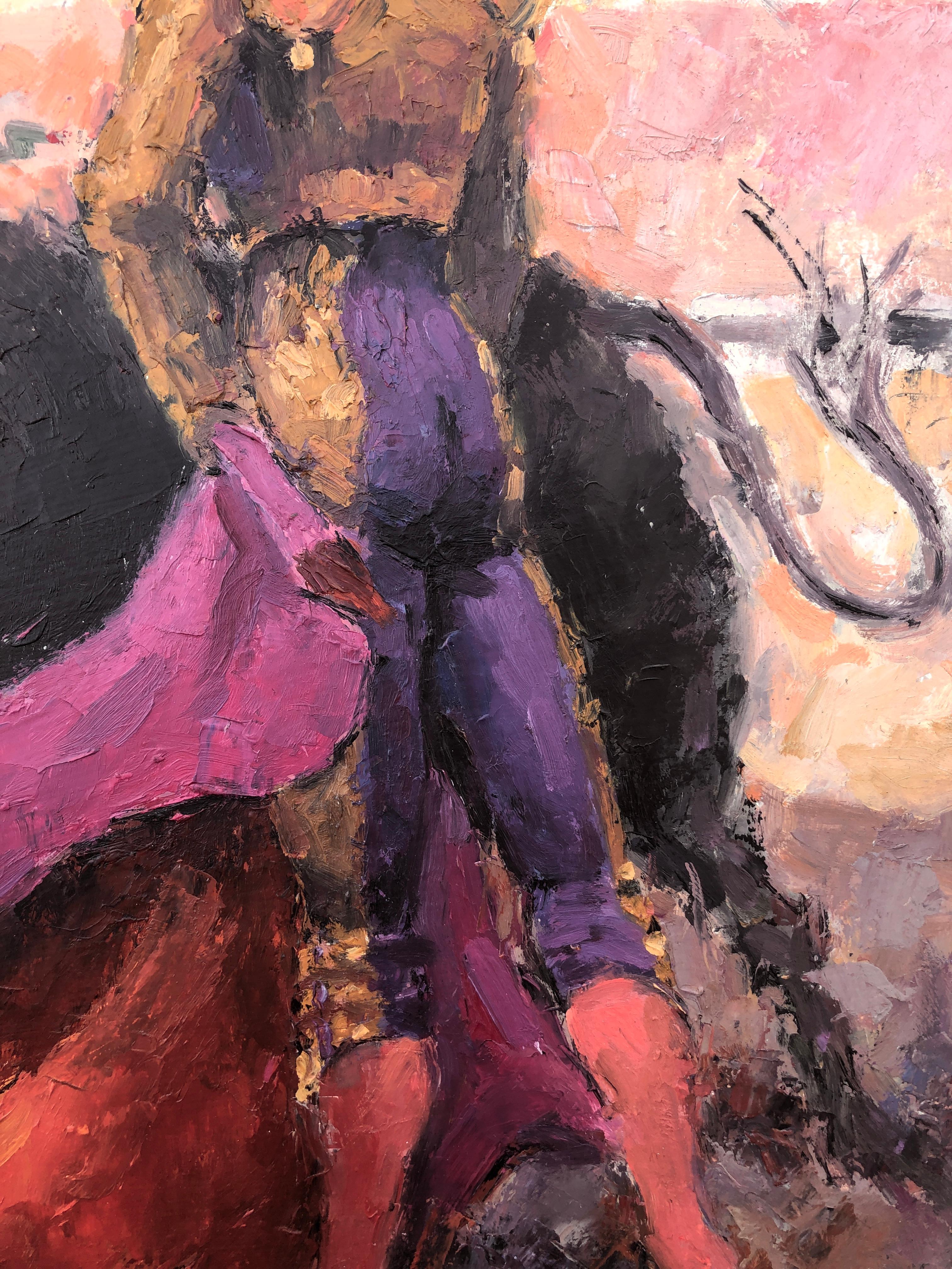 dipinto ad olio su tavola Scena di corrida - Painting Impressionismo di Jose Maria Tuser Vazquez