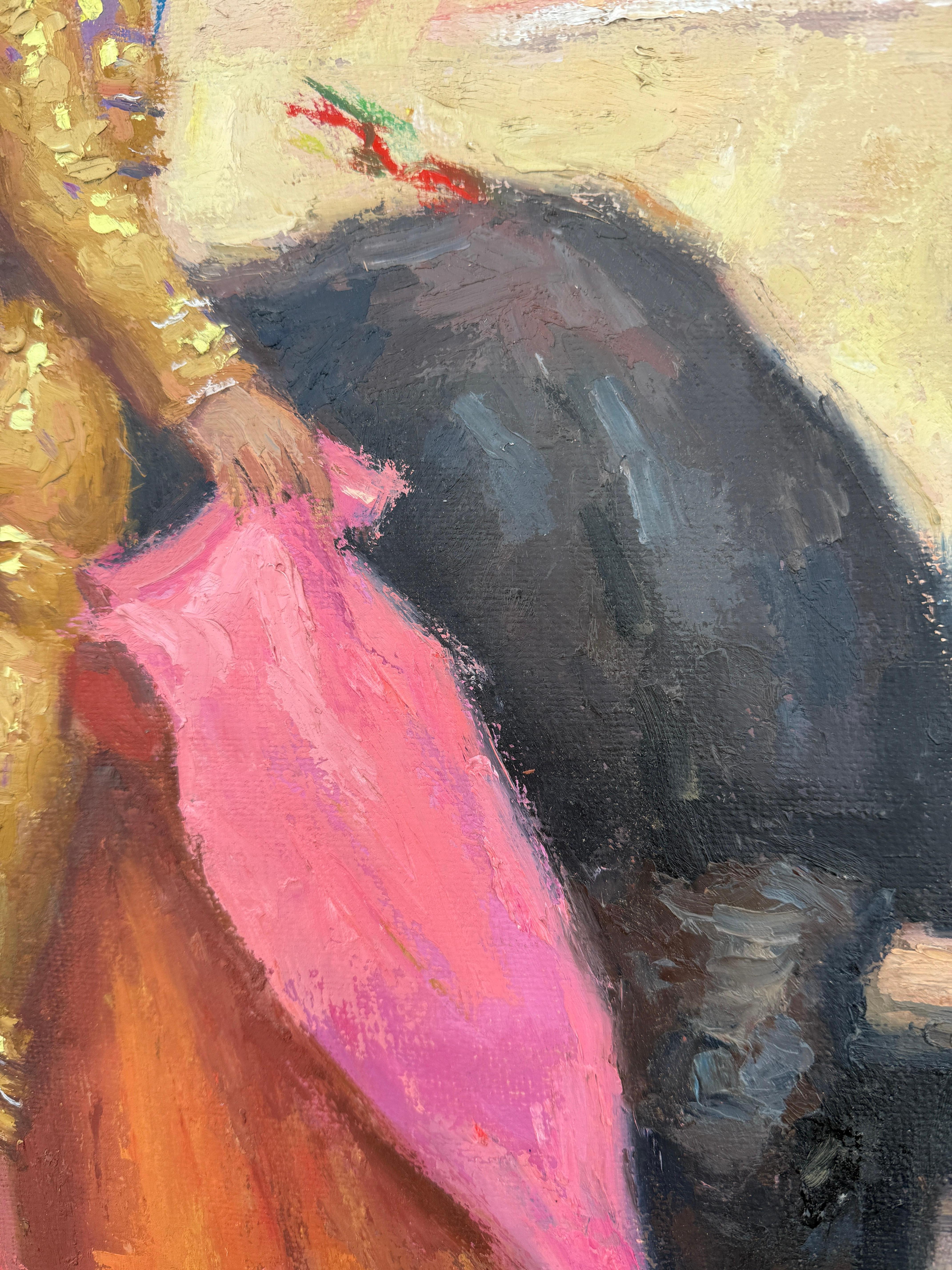 Torero and Bull bullfighter bullfighting oil painting - Figurative Painting Marrón de Jose Maria Tuser Vazquez