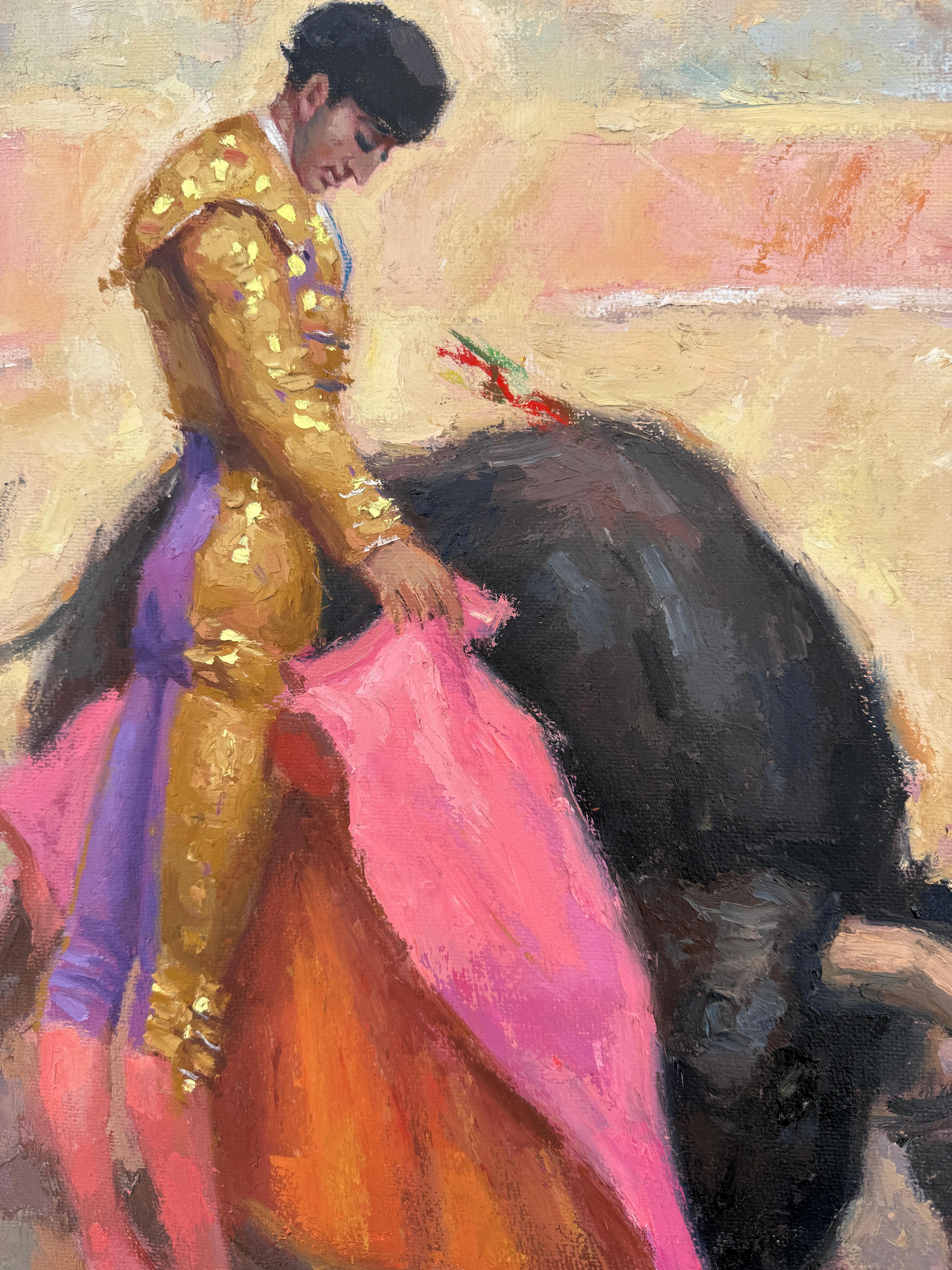Torero and Bull bullfighter bullfighting oil painting en venta 2