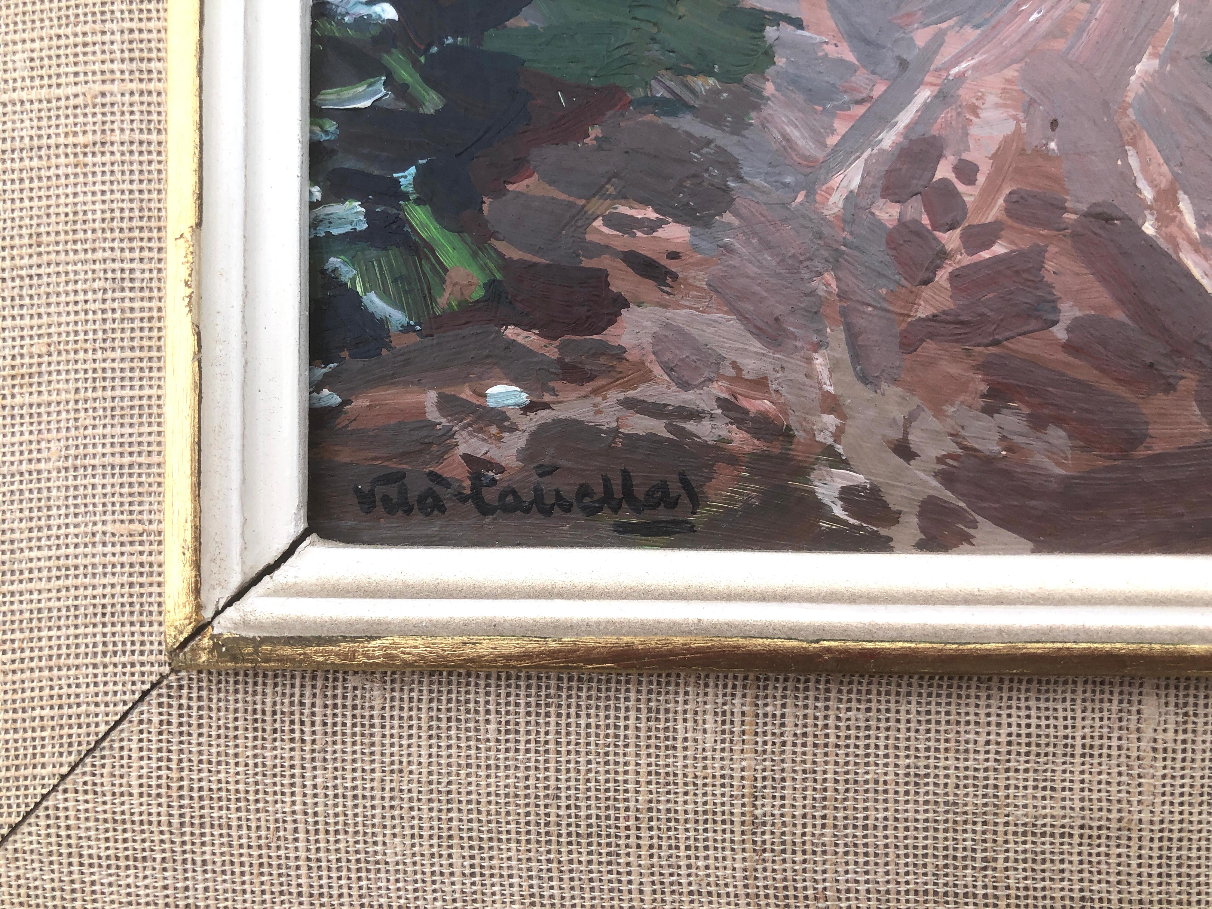Canyelles Sitges, Spanien, Landschaft, Original, Öl auf Karton, Gemälde (Impressionismus), Painting, von José María Vila Cañellas