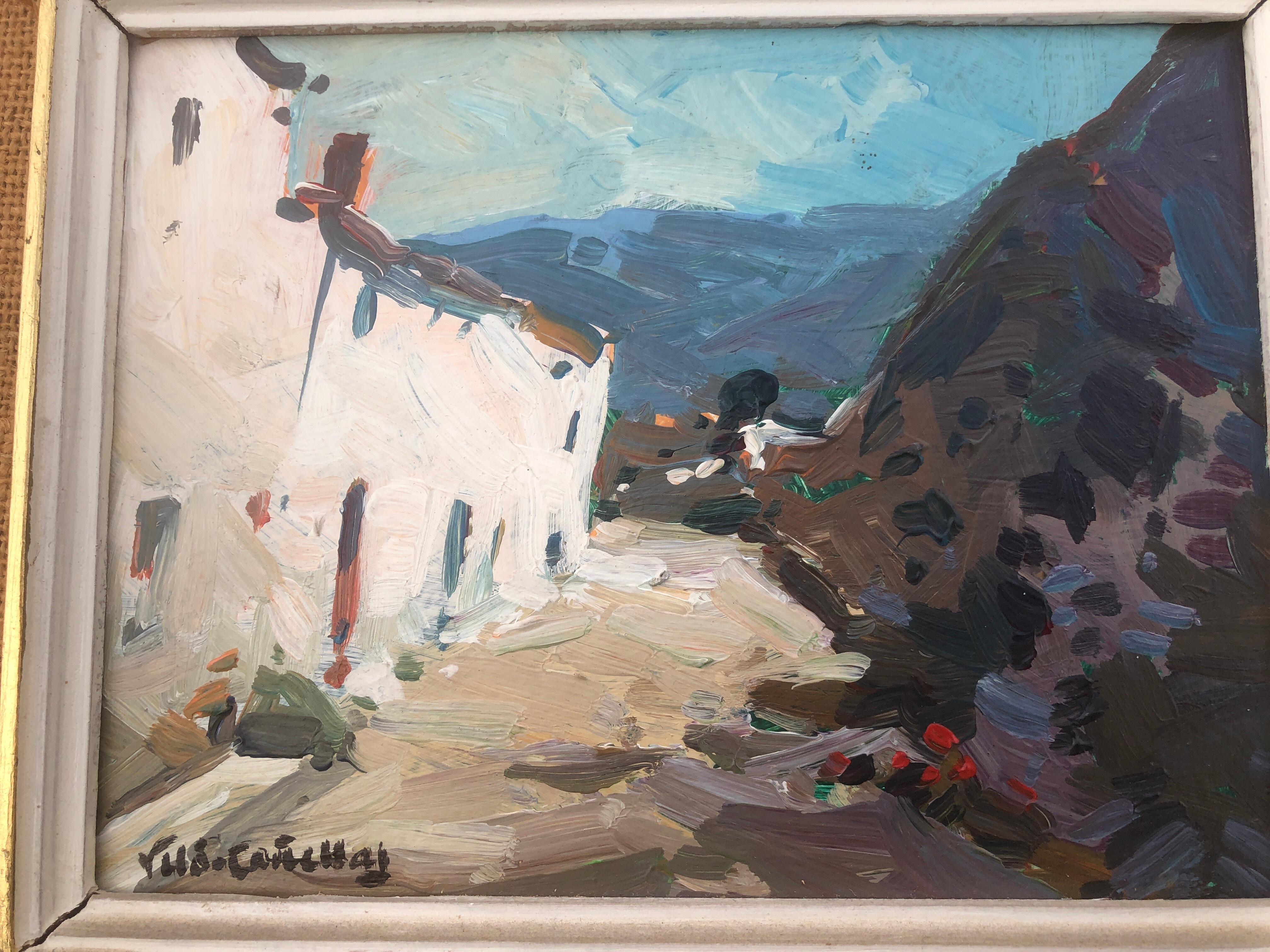 Canyelles Sitges Spain landscape original oil on board painting 3