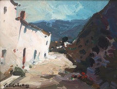 Canyelles Sitges, Spanien, Landschaft, Original, Öl auf Karton, Gemälde