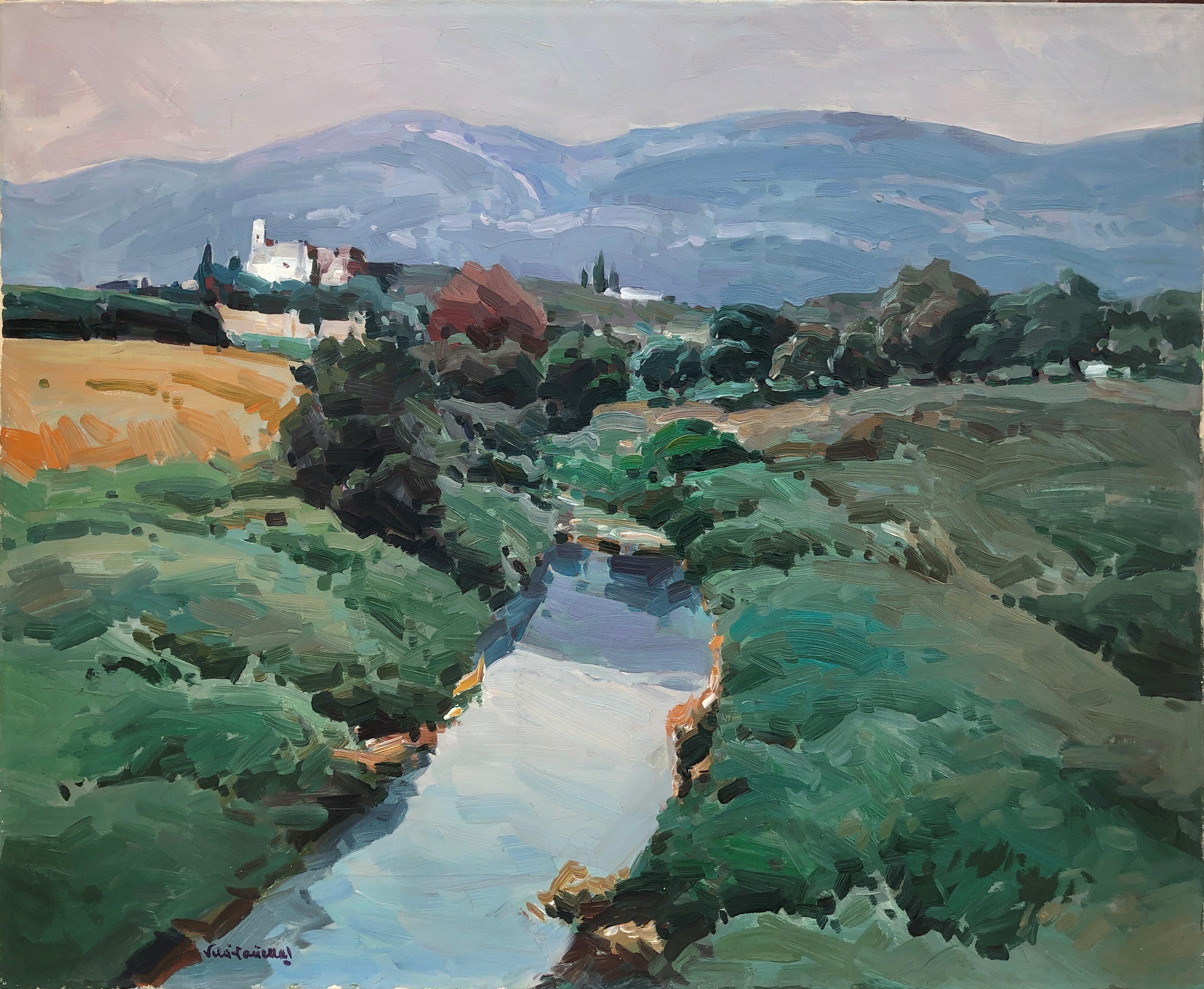 Canyelles Sitges Spain landscape original oil on canvas painting