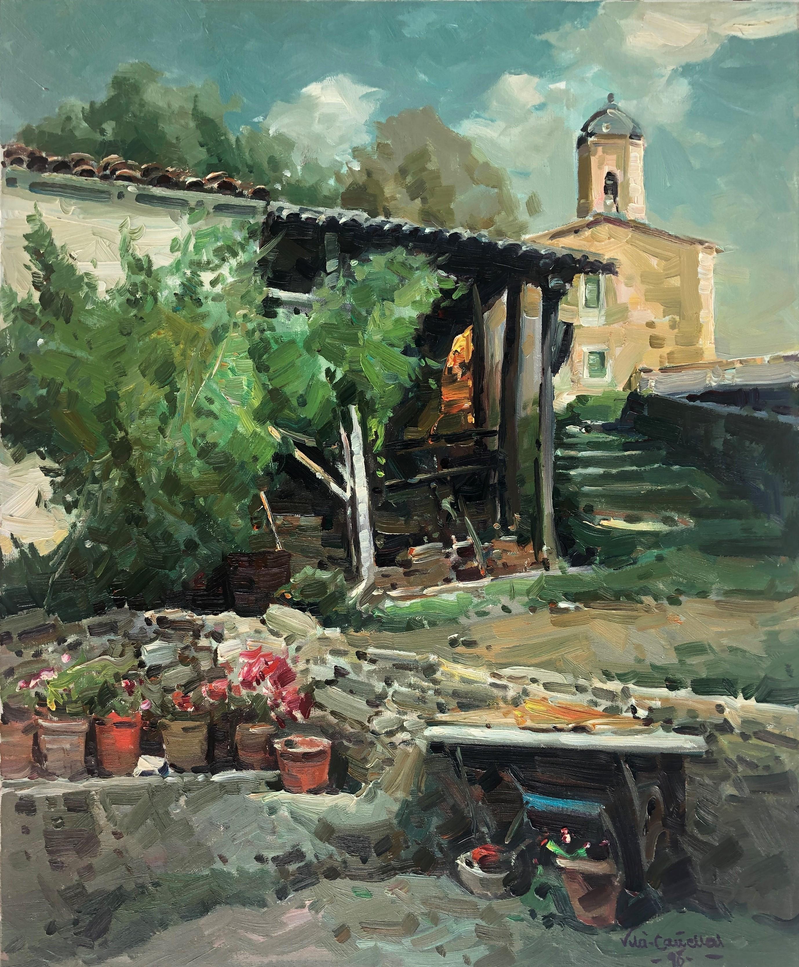 José María Vila Cañellas Landscape Painting - Mallol Spain landscape original oil on canvas painting