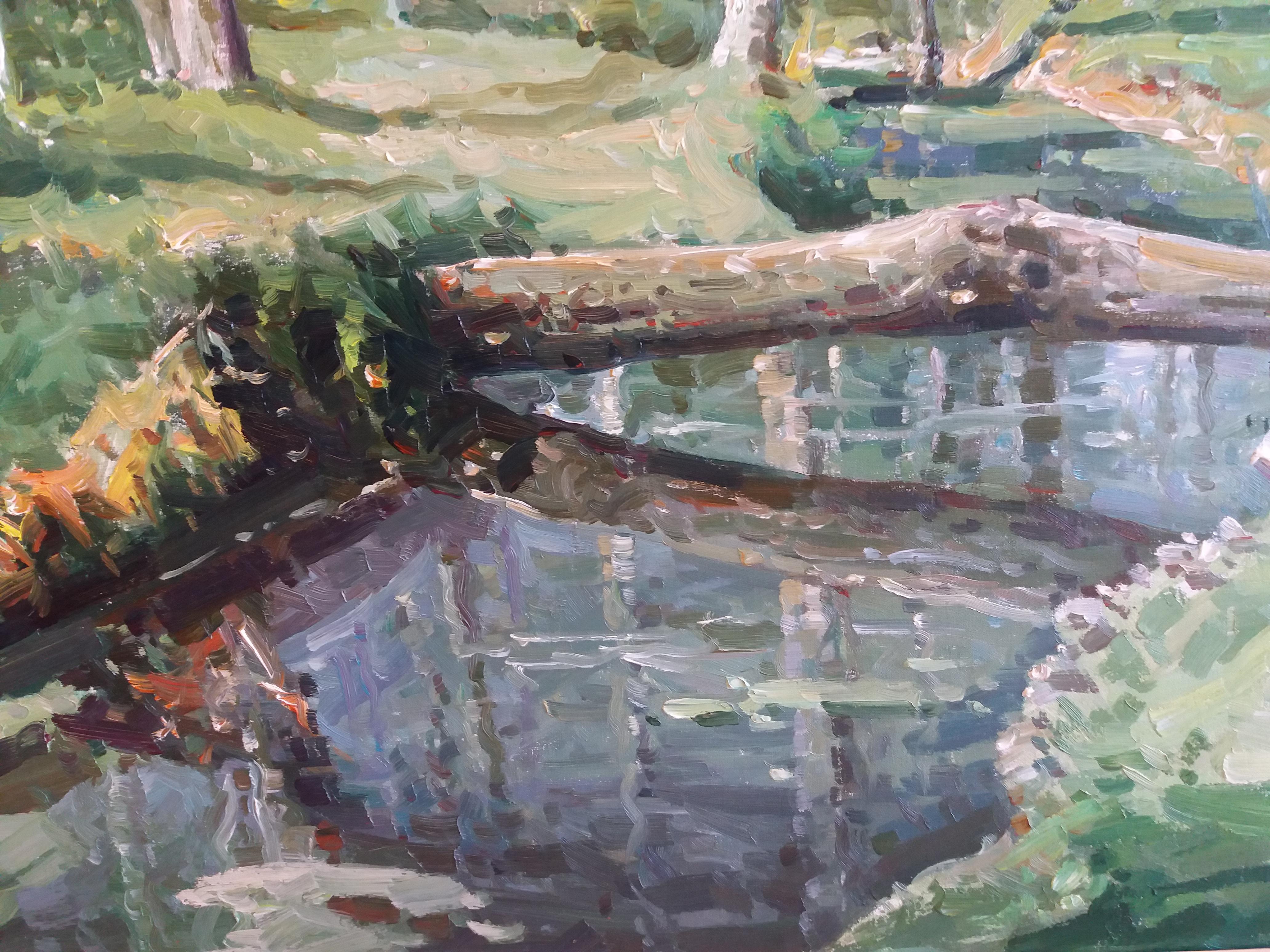 Vila Cañellas 20 River Trees Olot  Landscape. original oil canvas painting For Sale 3