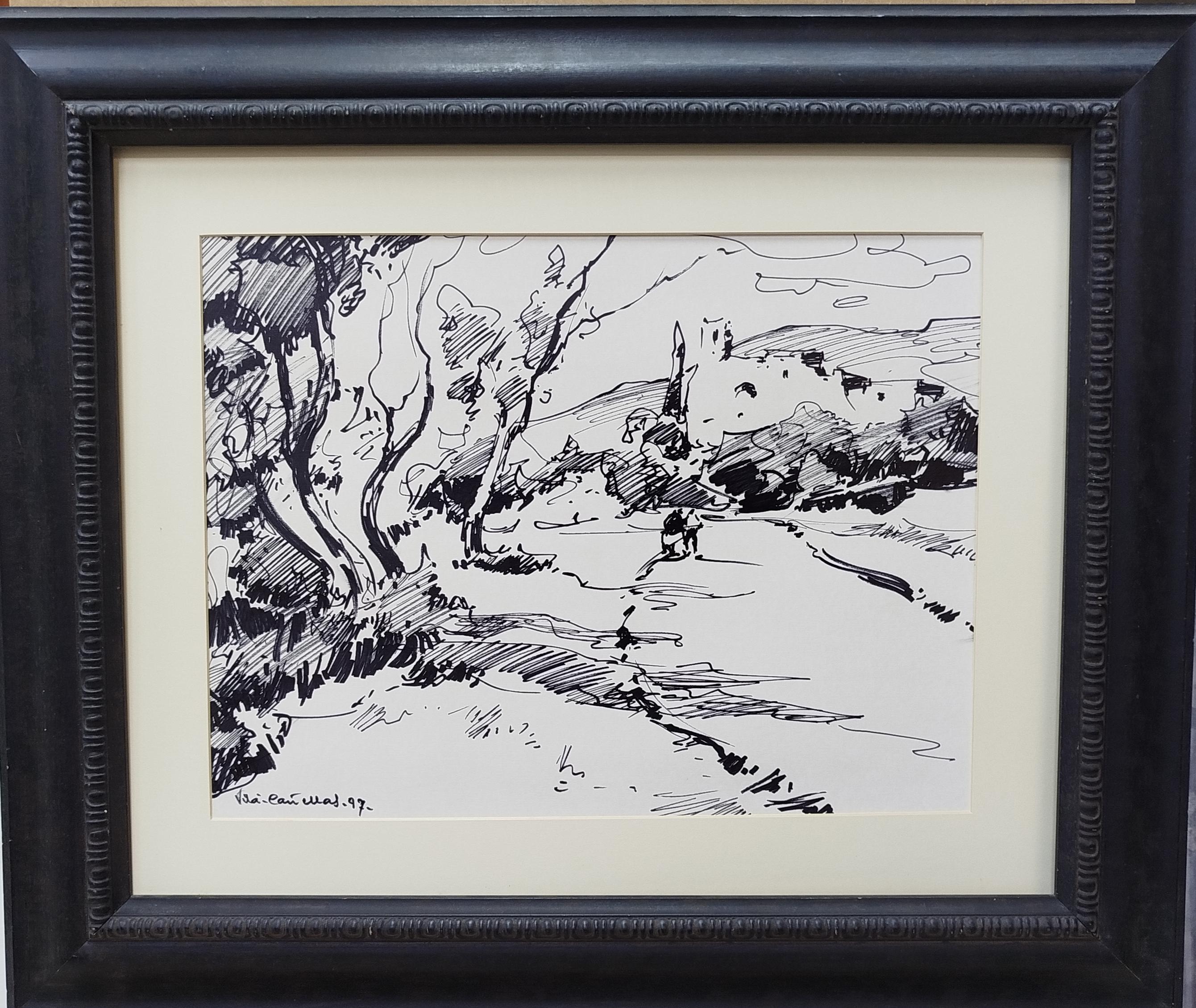 Vila Cañellas  Natural Landscape  1997 original ink painting