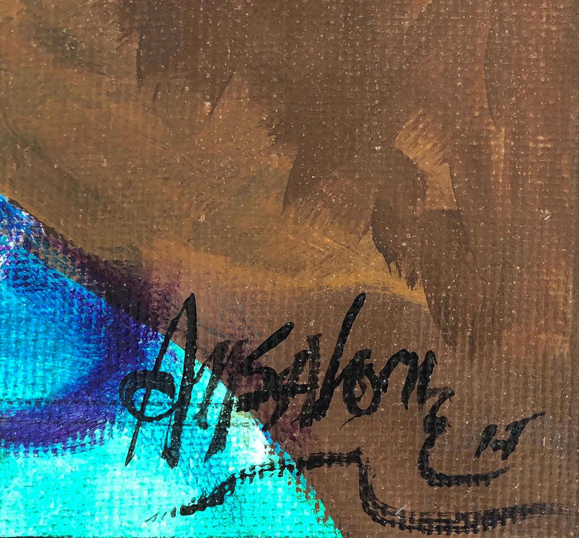 Jose Mario Ansalone Abstract Portrait Painting on Canvas, Unstretched In Good Condition For Sale In Miami, FL