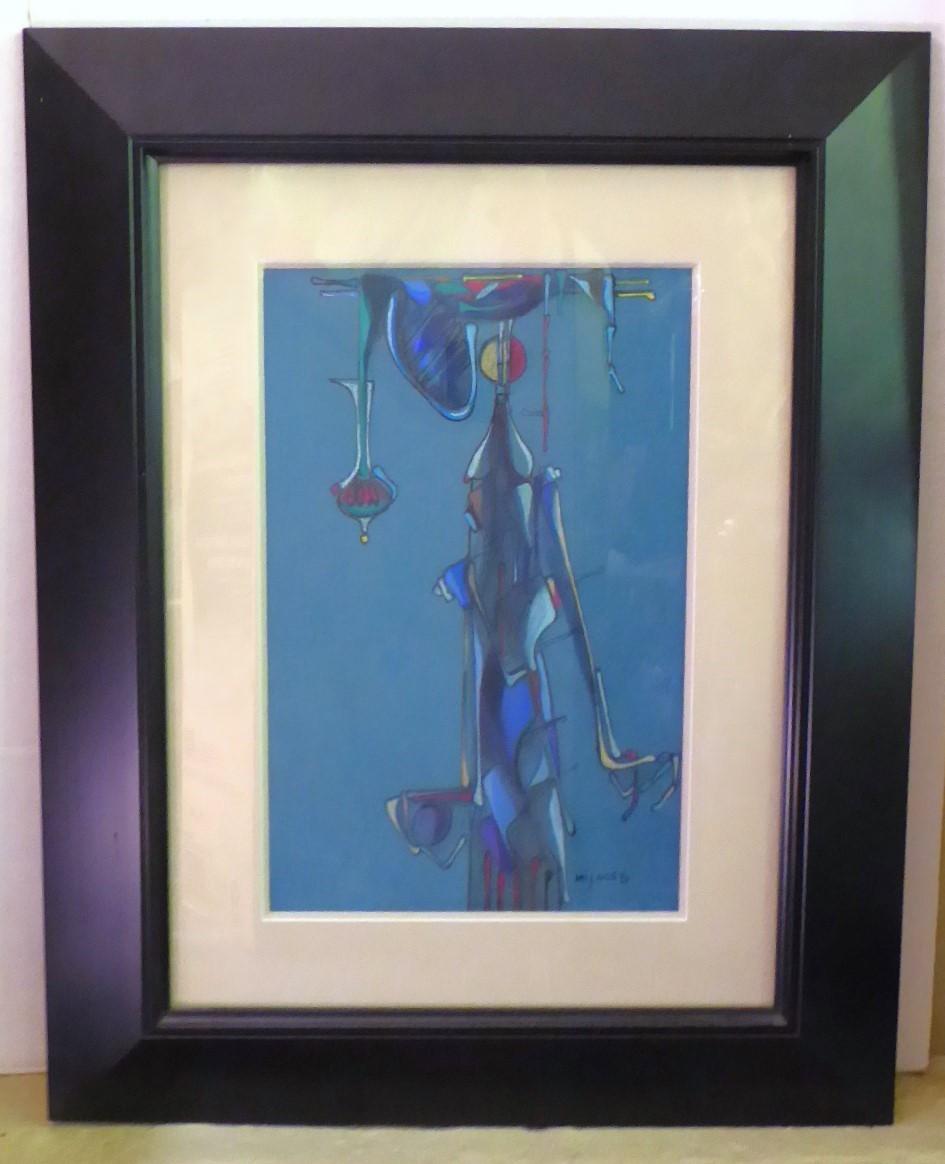 Jose Mijares Latin American Mid Century Modern Surrealist Painting Gouache 1960s For Sale 7