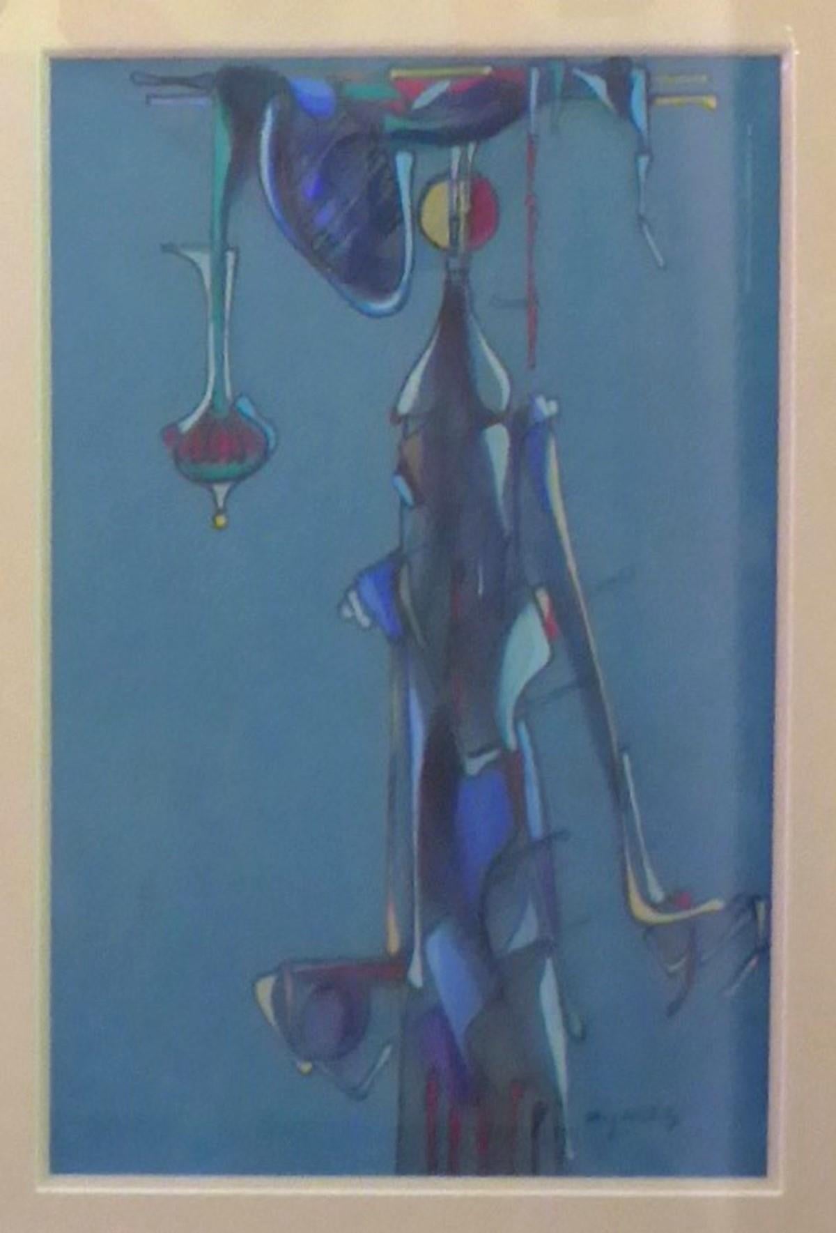 Mid-20th Century Jose Mijares Latin American Mid Century Modern Surrealist Painting Gouache 1960s For Sale