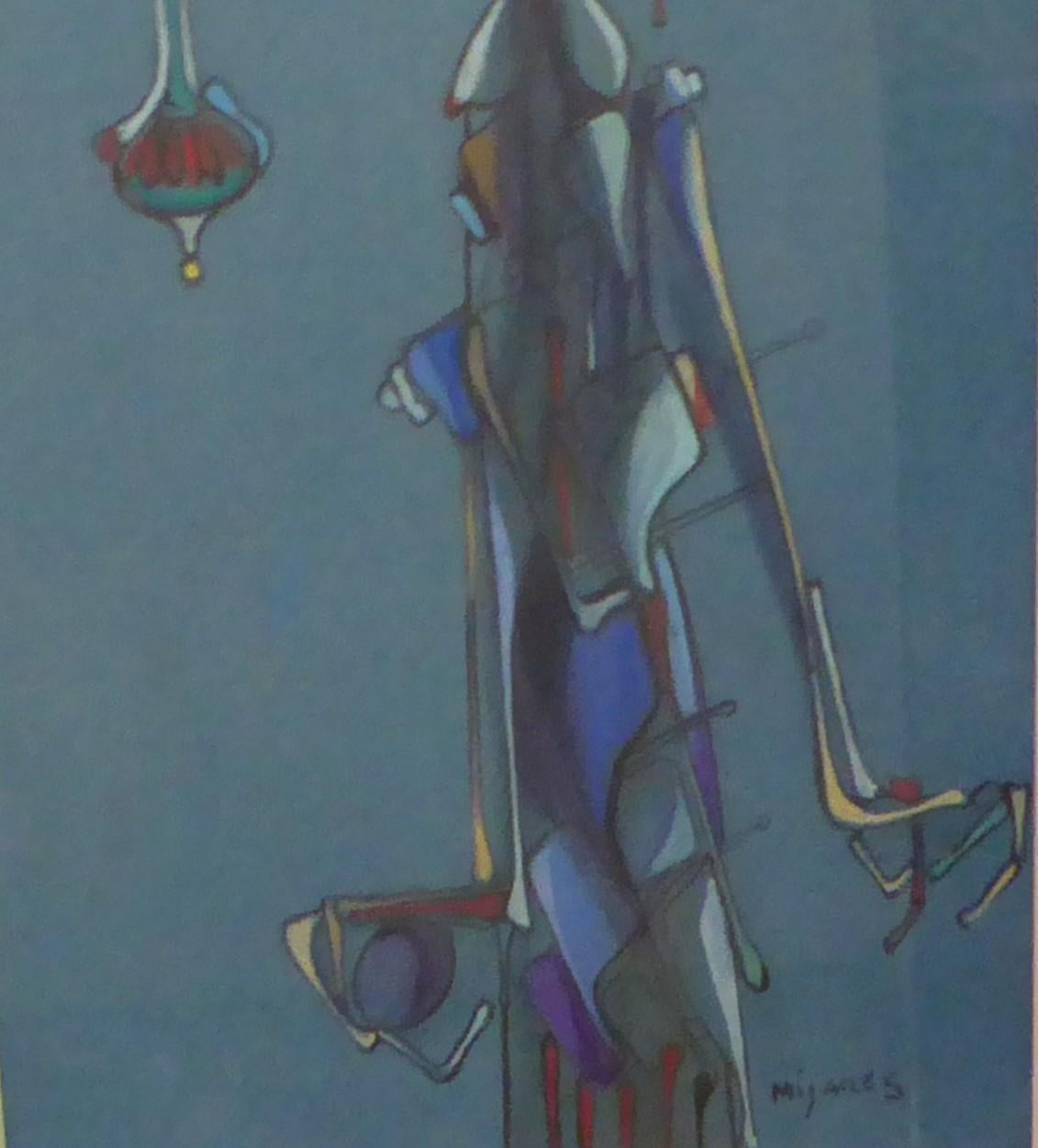 Jose Mijares Latin American Mid Century Modern Surrealist Painting Gouache 1960s For Sale 2