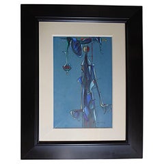 Jose Mijares Latinoamericano Pintura Surrealista Moderna de mediados de siglo Gouache Años 60