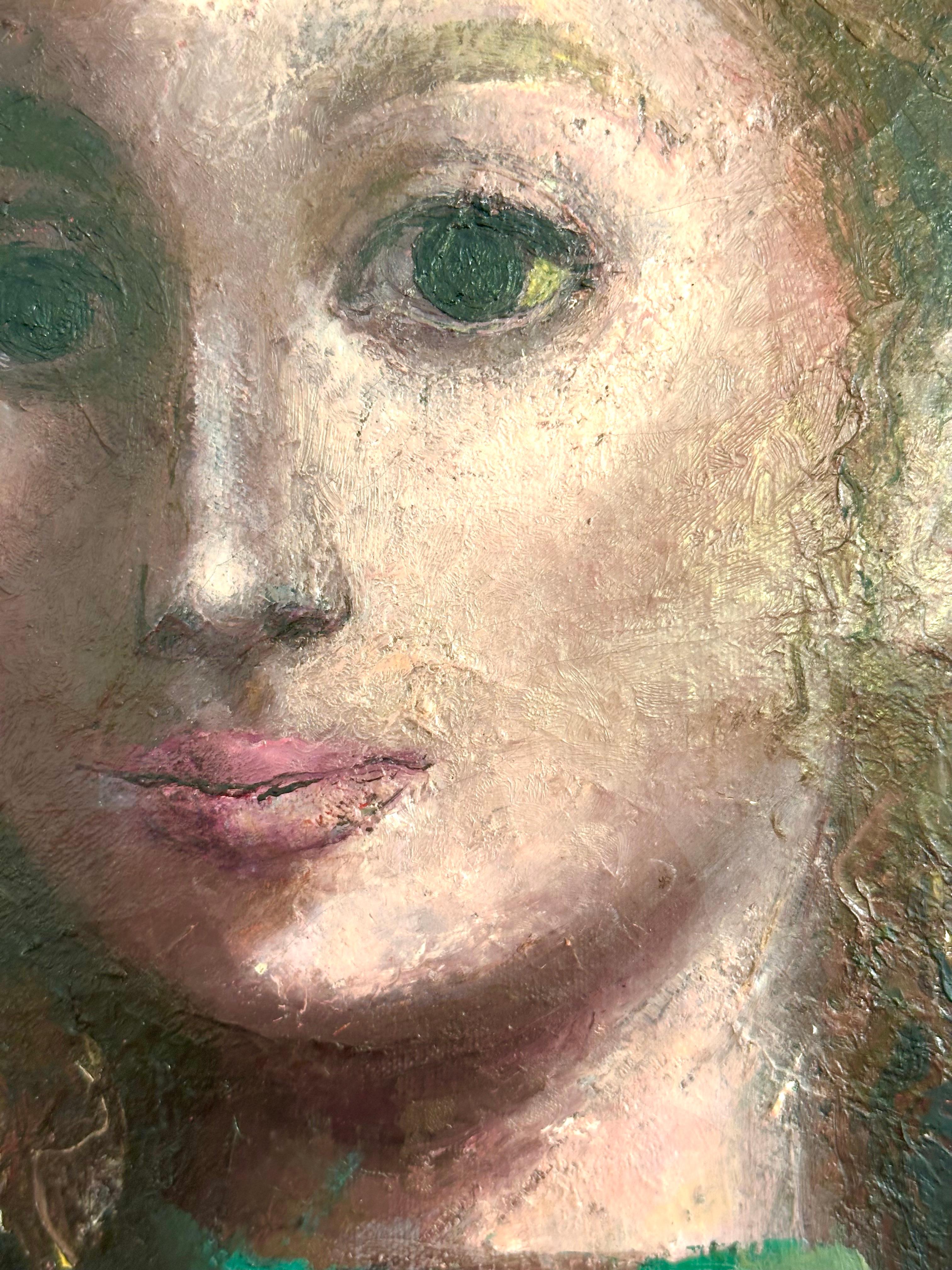 Portrait d'une jeune femme - Réalisme Painting par Jose Mitjans Pico