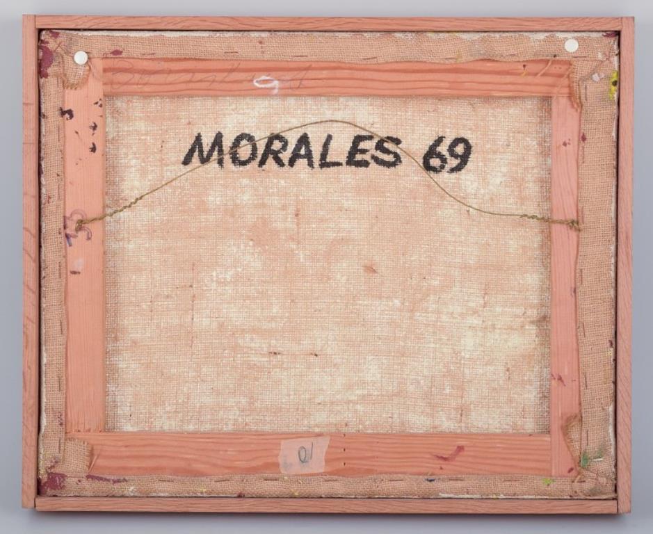 Jose Morales. Öl auf Leinwand. Abstrakte Zusammensetzung. Datiert 1969. im Angebot 1