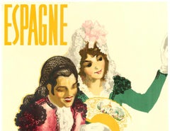 Original Espagne, Spain, vintage tourism poster on linen  Matador & Signorita