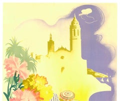 Original Spain  Stiges vintage travel poster  linen-backed