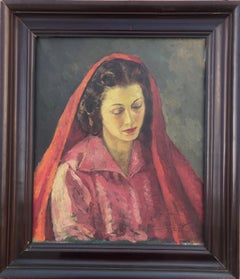 Woman praying oil on canvas painting