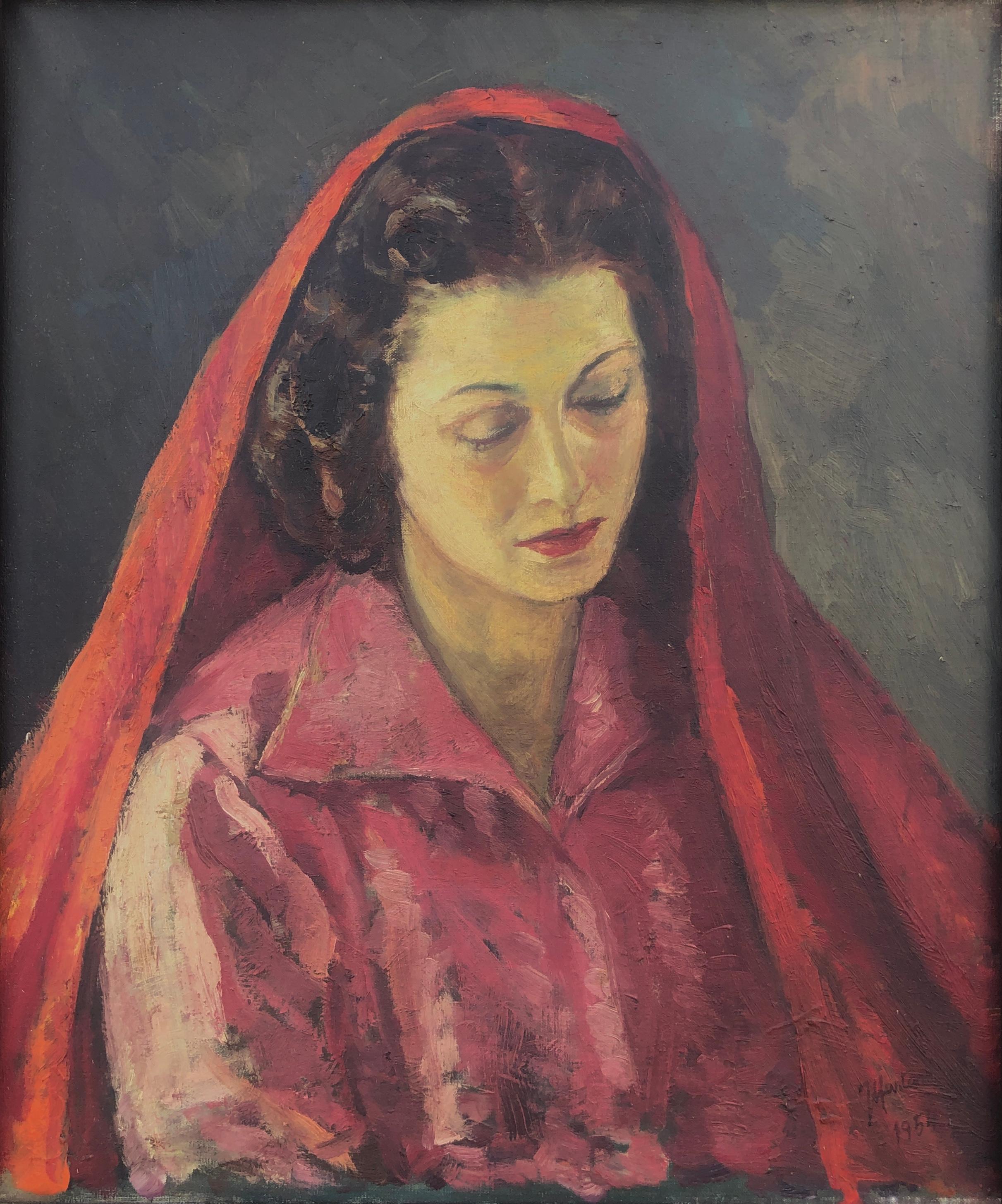 Donna che prega olio su tela