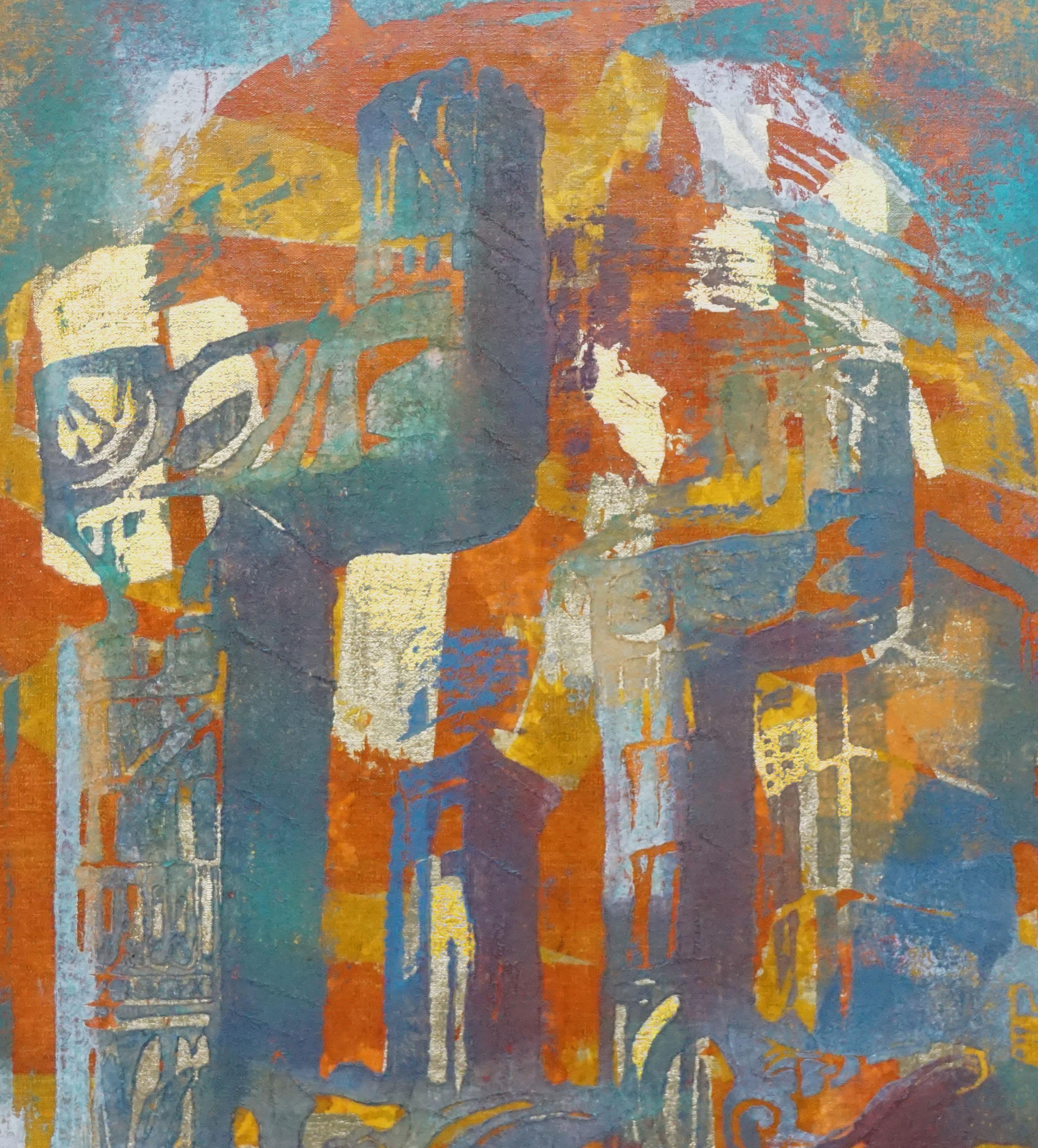 Moderne Chichen Itza Ruinen-Landschaft aus der Mitte des Jahrhunderts – Painting von Jose Nacho