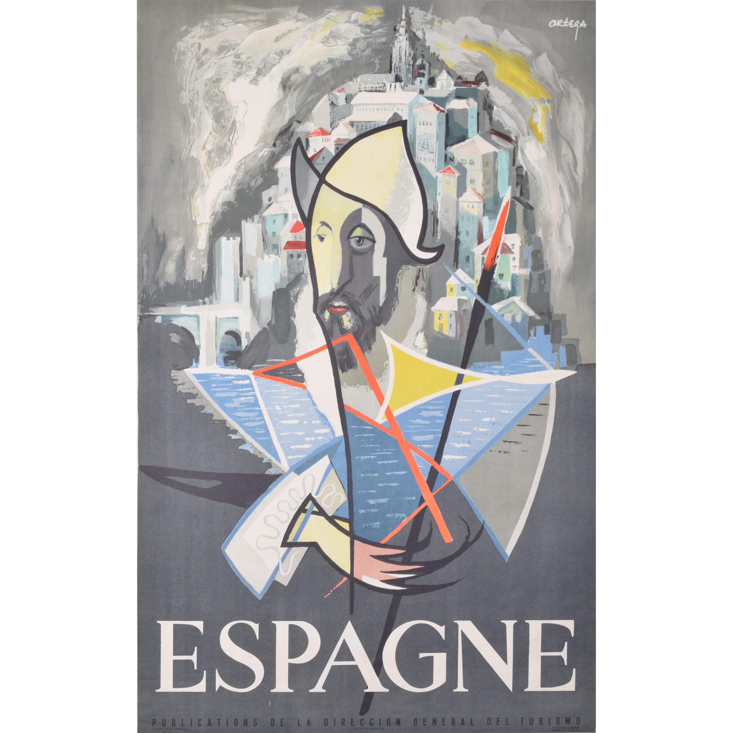 To see our other original vintage travel posters, scroll down to "More from this Seller" and below it click on "See all from this Seller", or send us a message if you cannot find the poster you want.

José Ortega (1921 - 1990)
Espagne "Don Quixote"