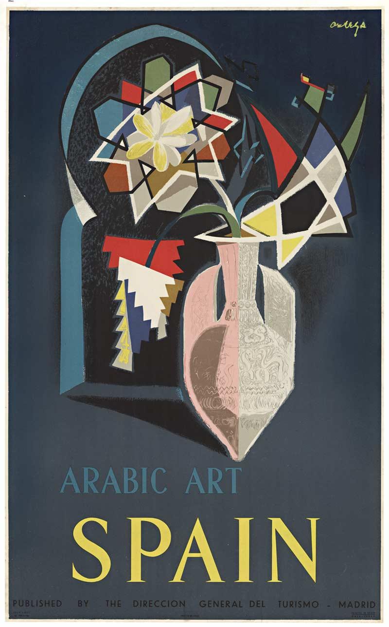 Abstract Print José Ortega - Affiche de voyage vintage d'origine Arabic Art - Espagne