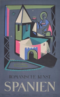 Spain Romanische Kunst Spanien original Retro travel poster by José Ortega
