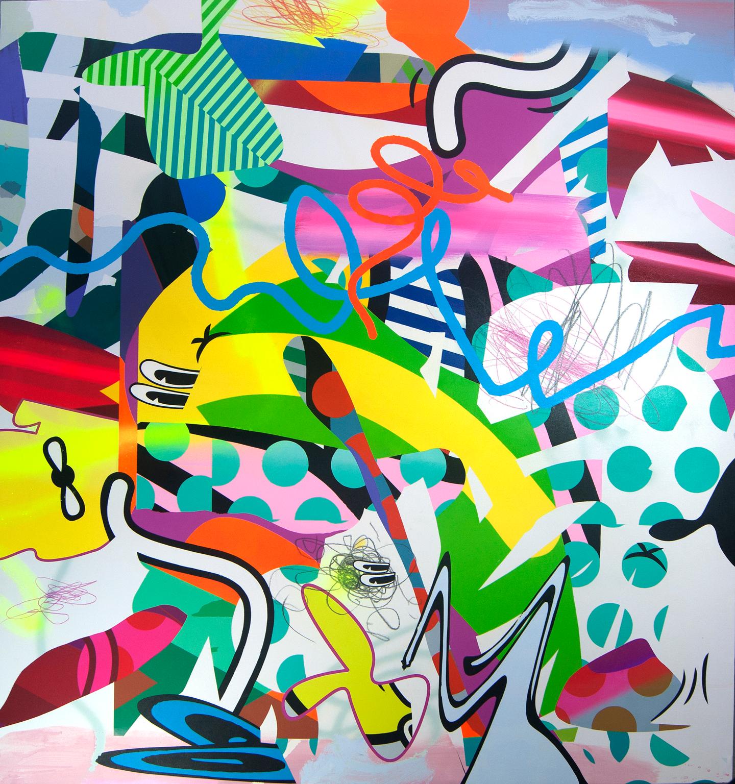 "Voltereta" A Colorful Acrylic on Canvas by Contemporary Artist José Palacios.
