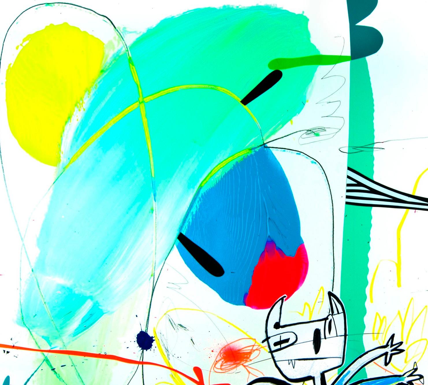 Jose Palacios, Cat Zone 01, Mixed media on paper, 2024 For Sale 4