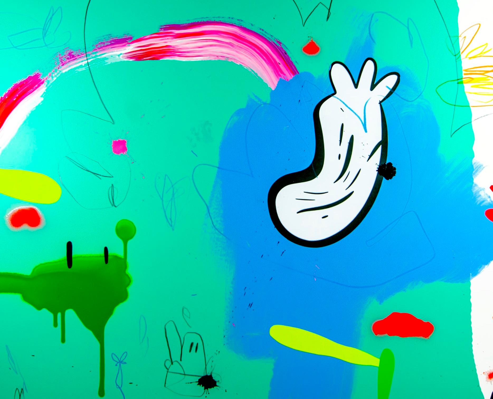 Jose Palacios, Green Play Area, Mixed media on paper, 2024 For Sale 4