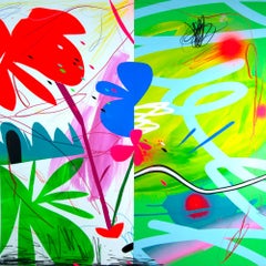 Jose Palacios, Macrogarden 09, Astratto, Tecnica mista su carta, Influenza di Matisse