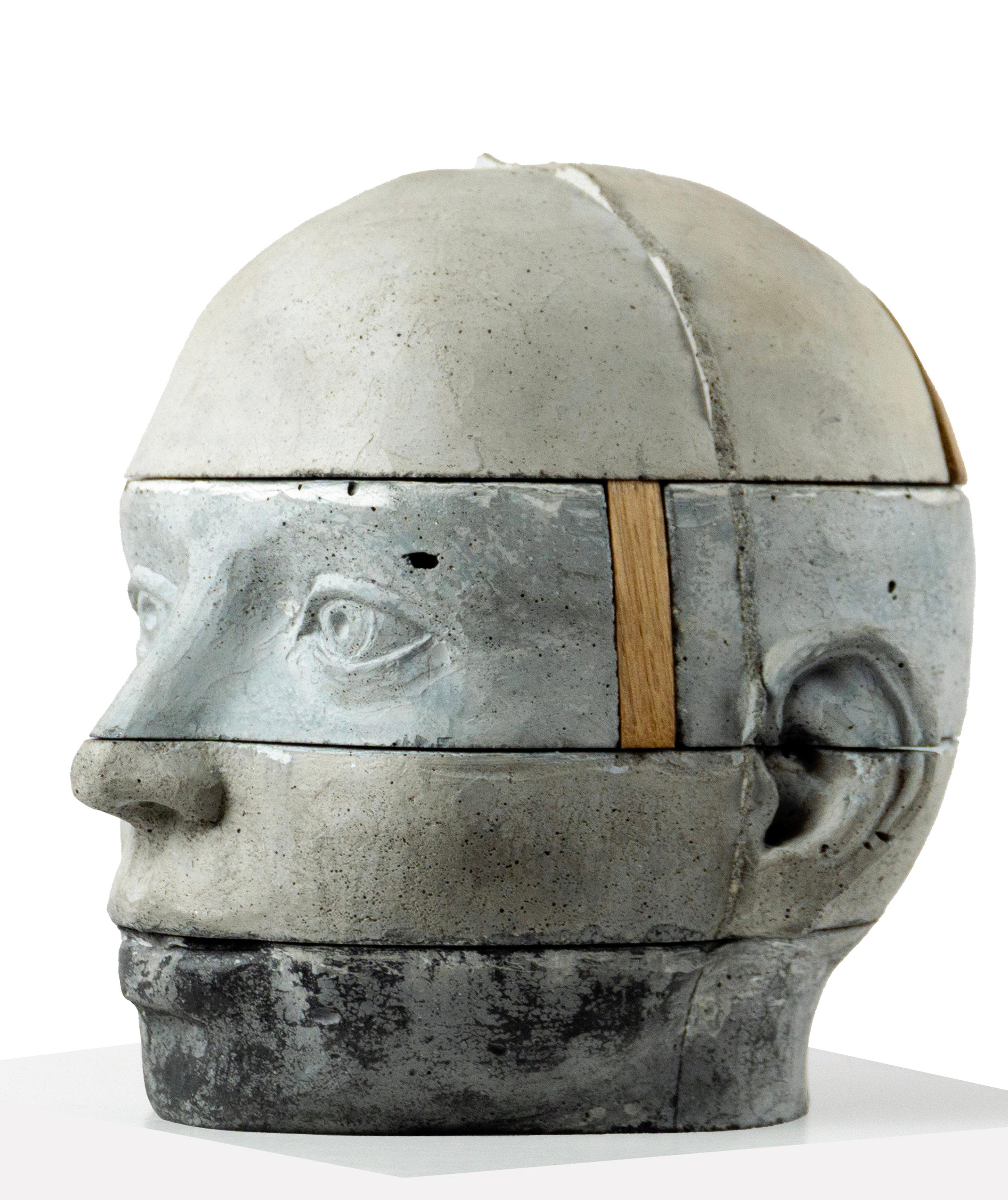 Jose Perozo Figurative Sculpture - Architectural Figurative Layered Cement Sculpture with Wood Insert Project 16