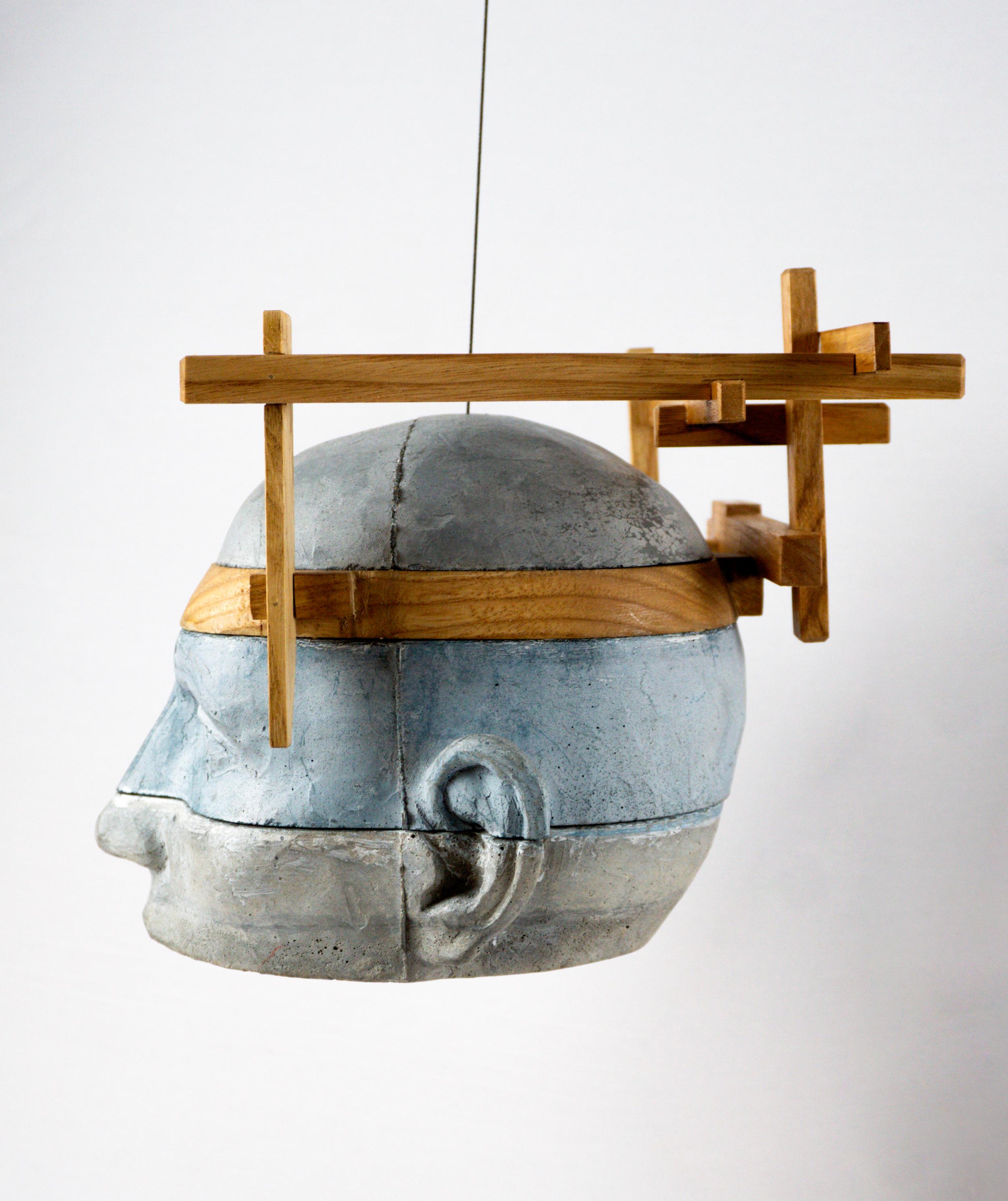 Architectural Layered Hanging Cement Head with Wood Framework Project 24 For Sale 1