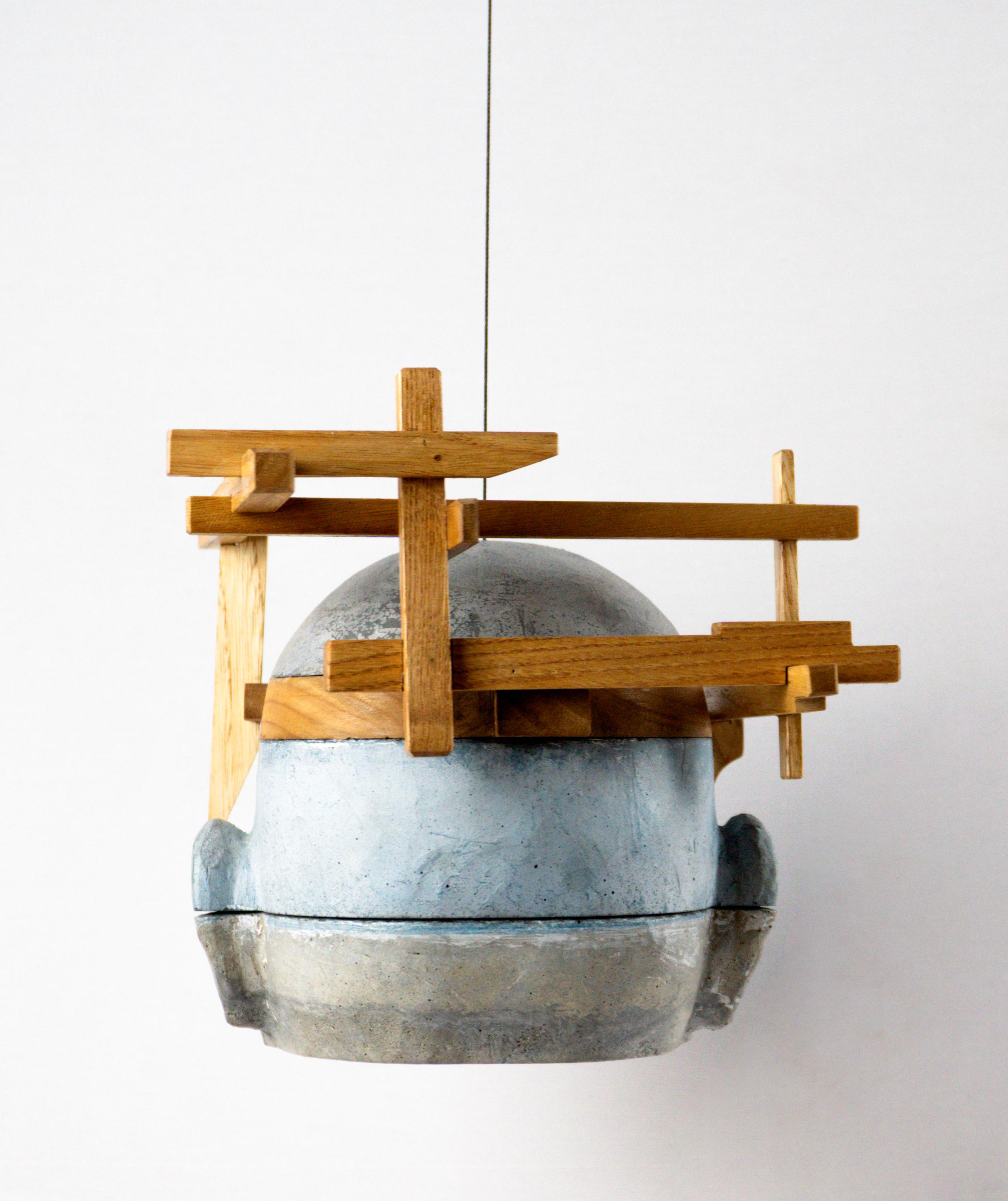 Architectural Layered Hanging Cement Head with Wood Framework Project 24 For Sale 2