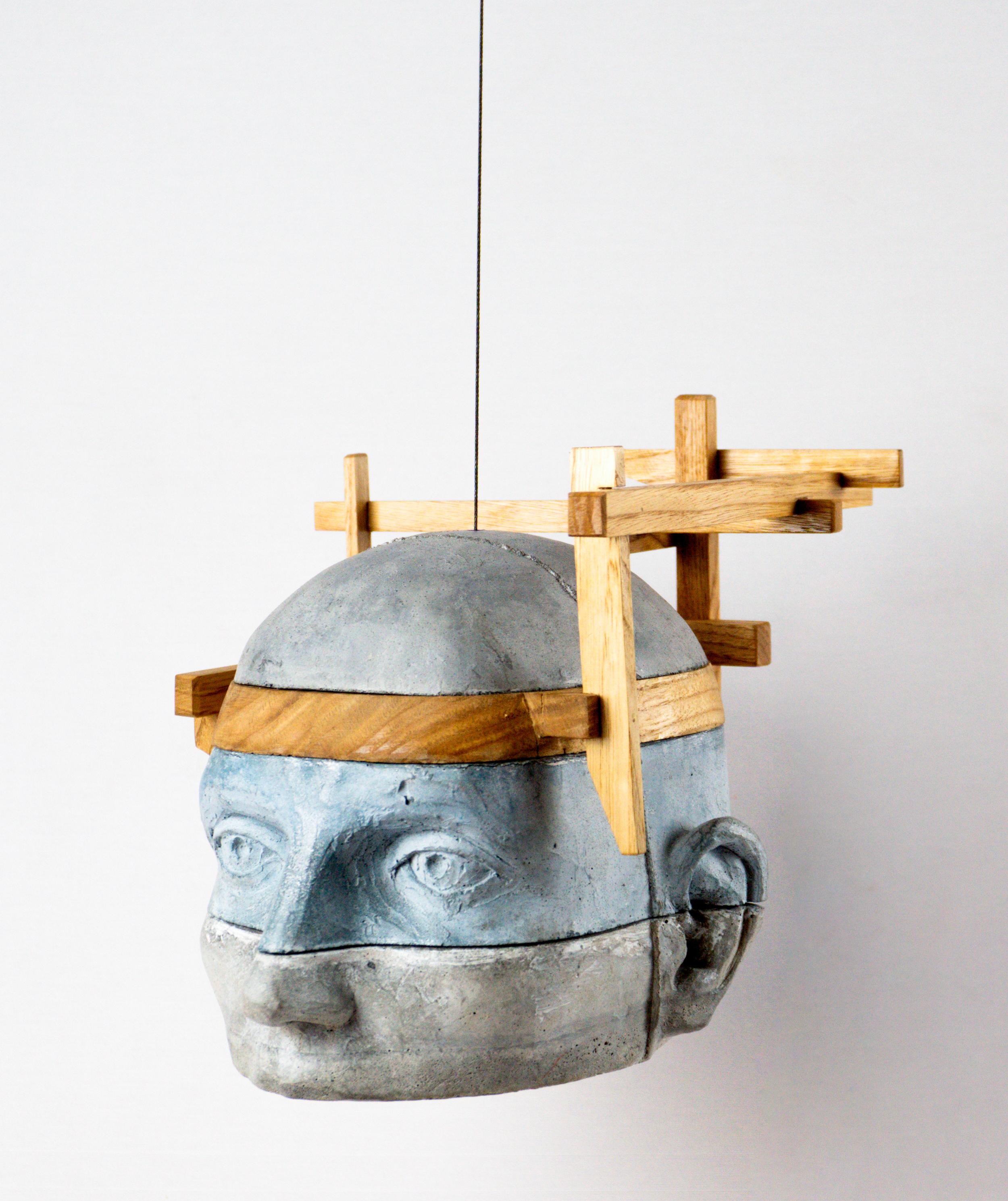 Architectural Layered Hanging Cement Head with Wood Framework Project 24 For Sale 3