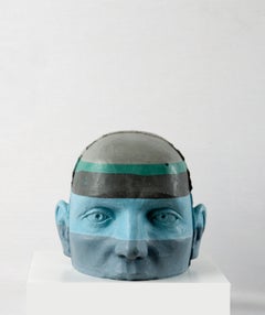 Architectural Painted Cement Head Sculpture with Chromatic Strata Project 20