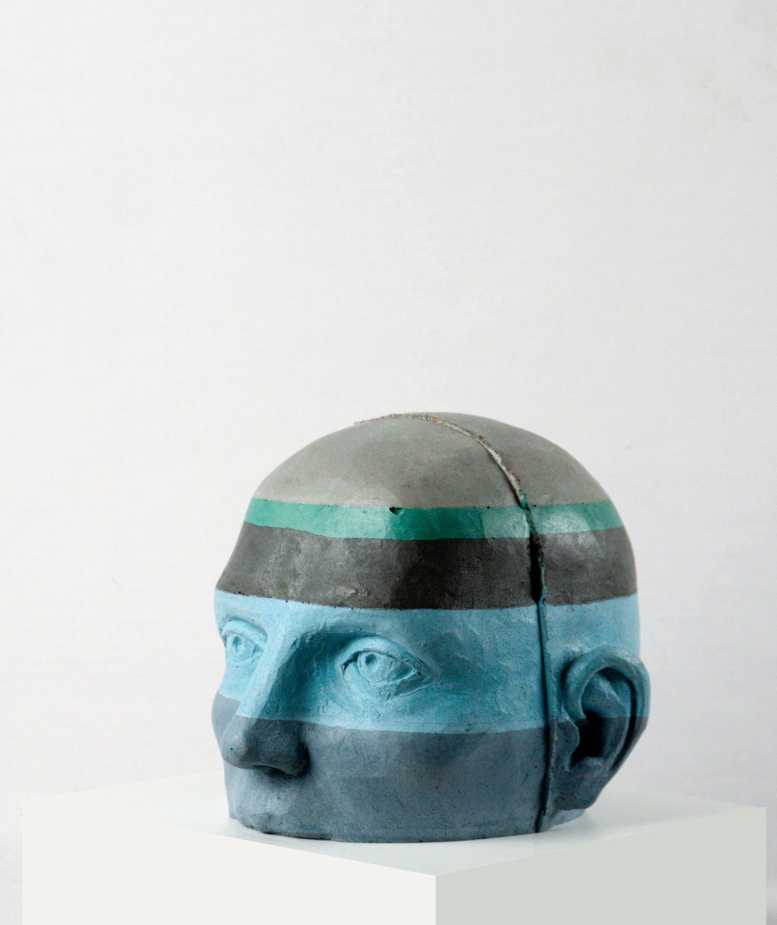 Architectural Painted Cement Head Sculpture with Chromatic Strata Project 20 en venta 1