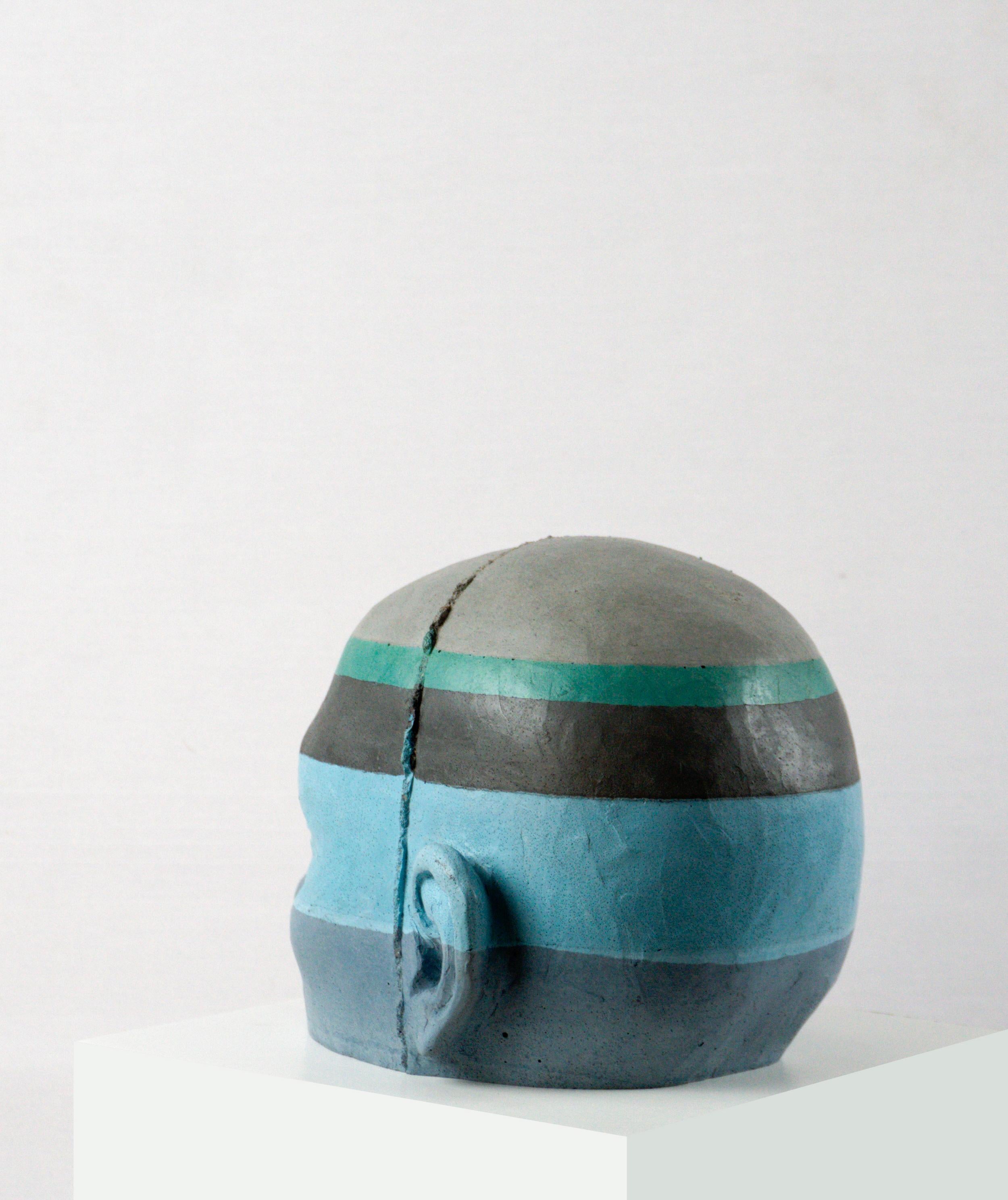 Architectural Painted Cement Head Sculpture with Chromatic Strata Project 20 en venta 2