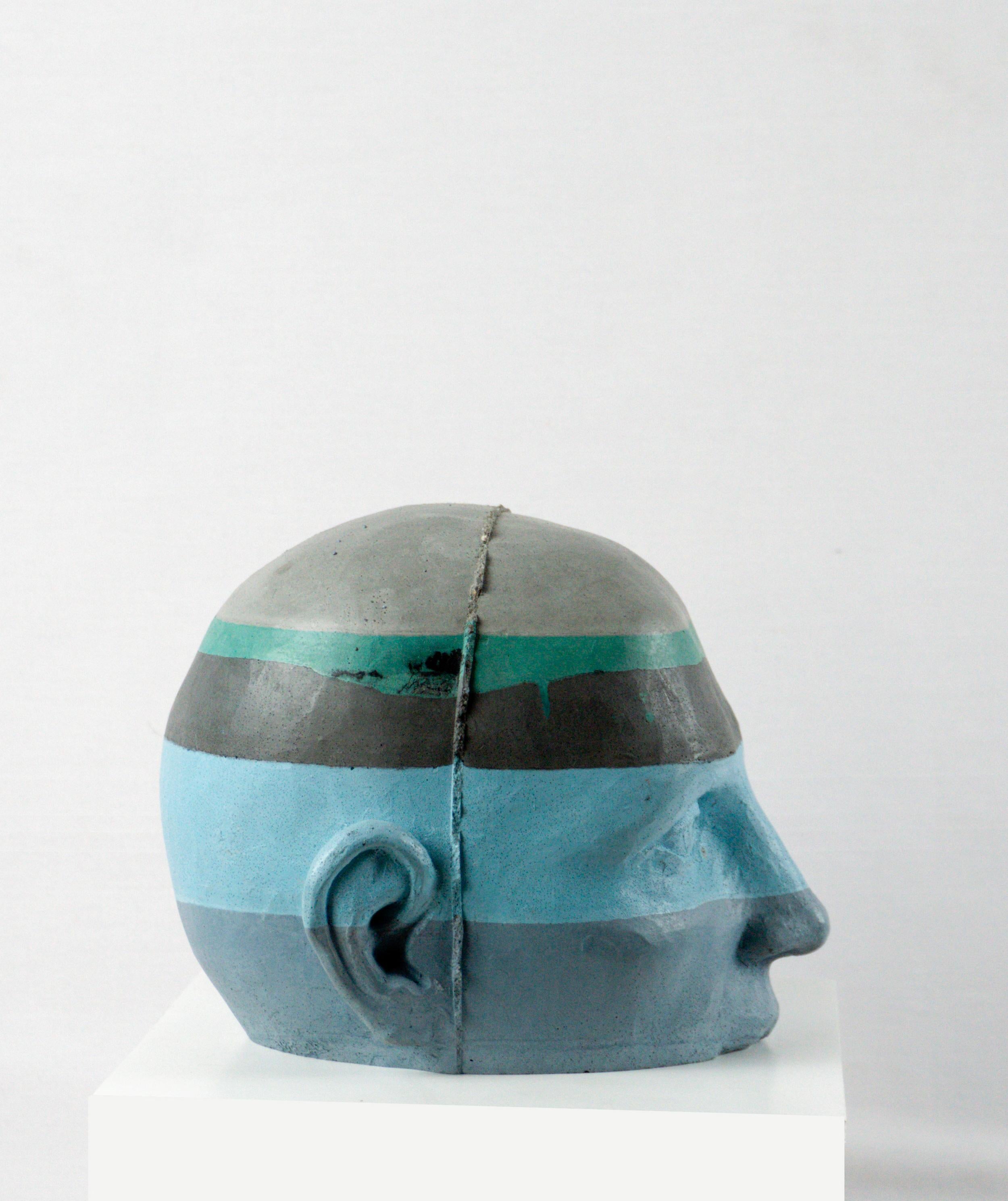 Architectural Painted Cement Head Sculpture with Chromatic Strata Project 20 en venta 3