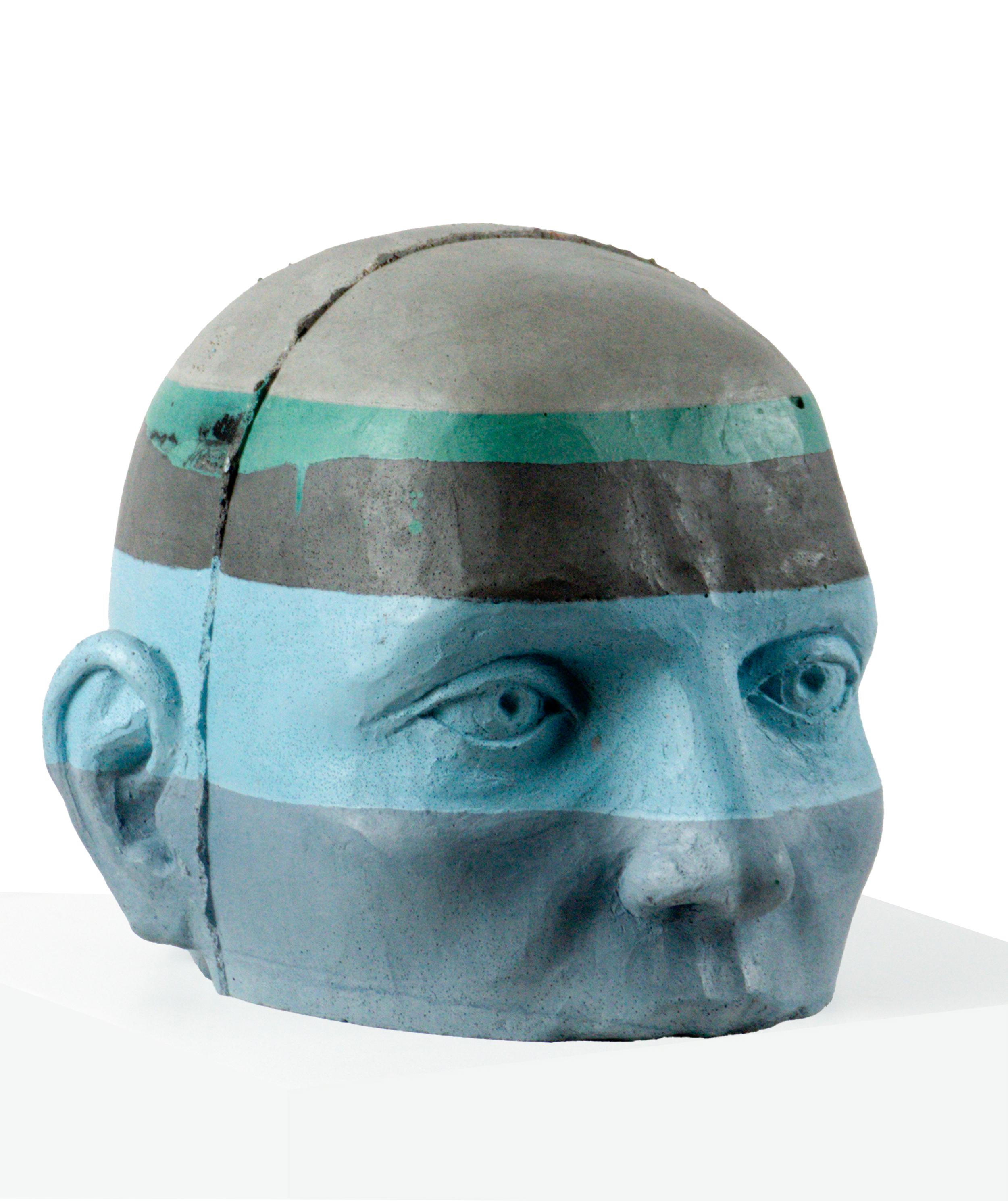 Architectural Painted Cement Head Sculpture with Chromatic Strata Project 20