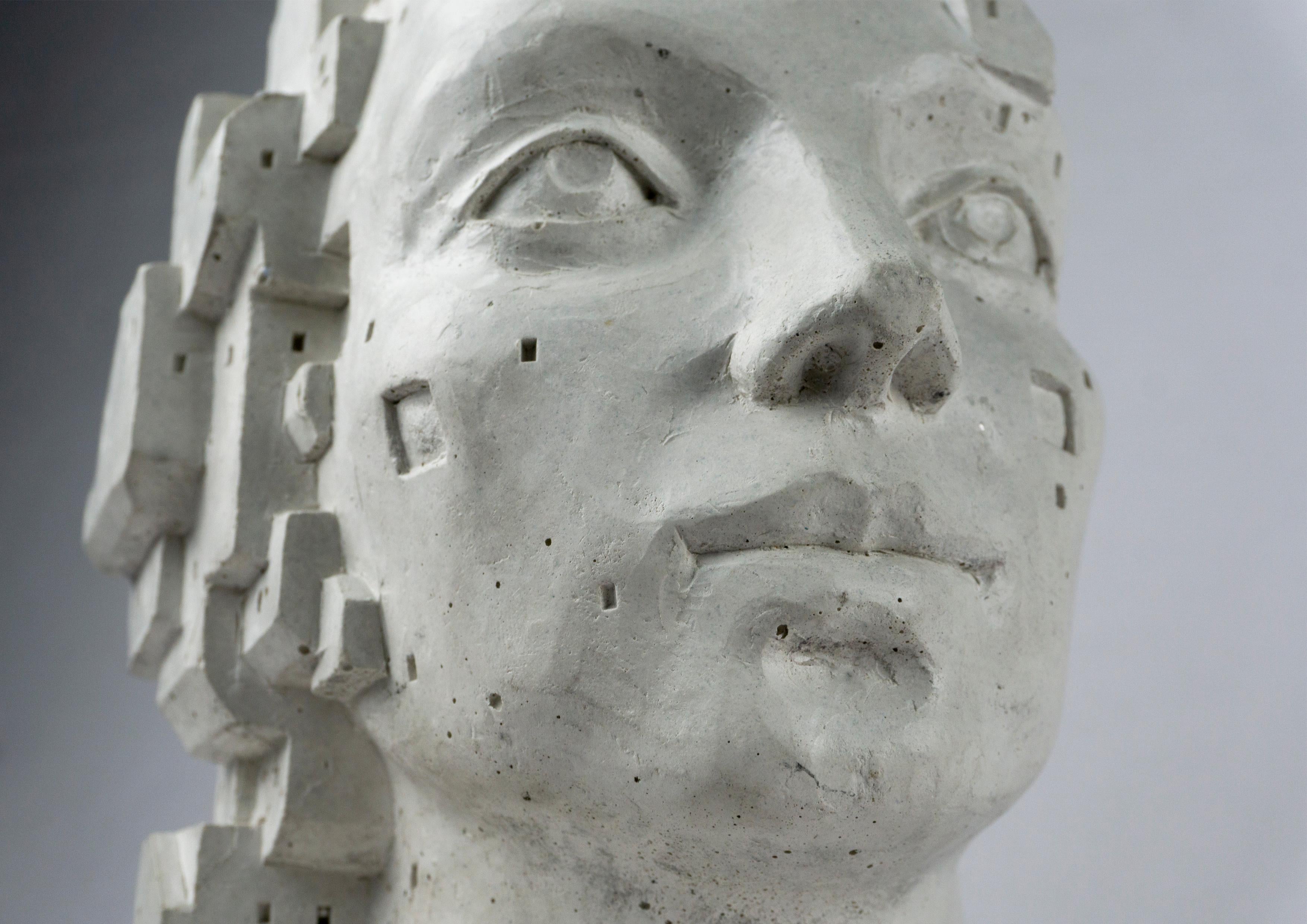 Escultura de cemento blanco óseo - 