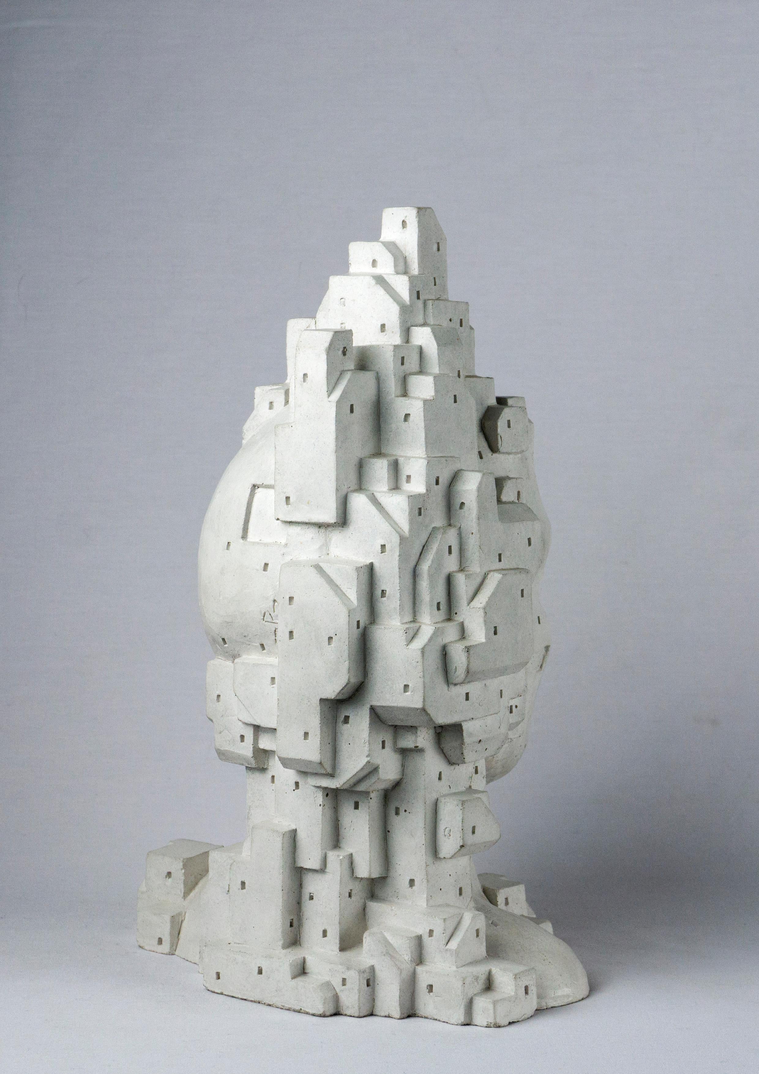 Escultura de cemento blanco óseo - 