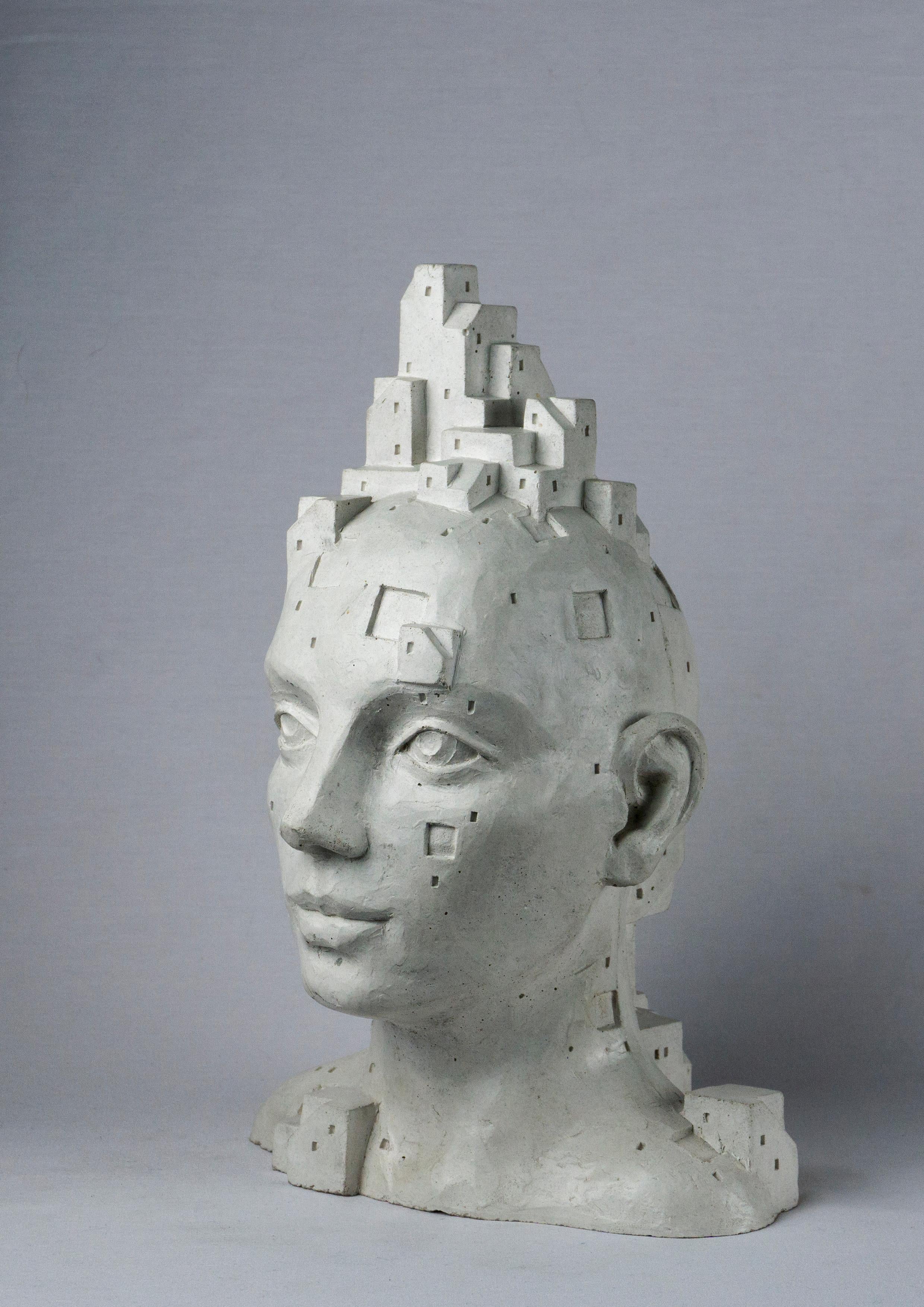 Escultura de cemento blanco óseo - 