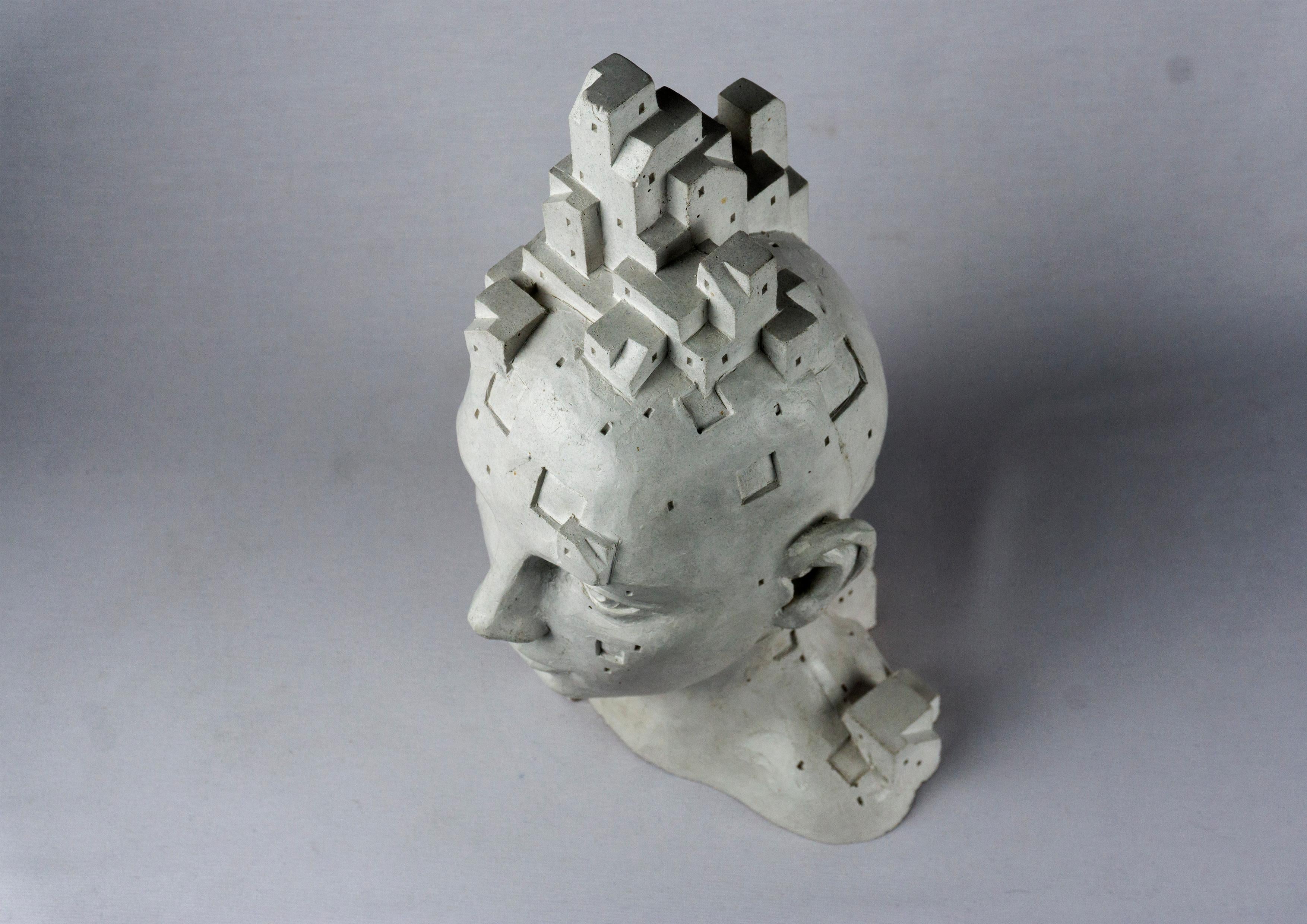 Escultura de cemento blanco óseo - 