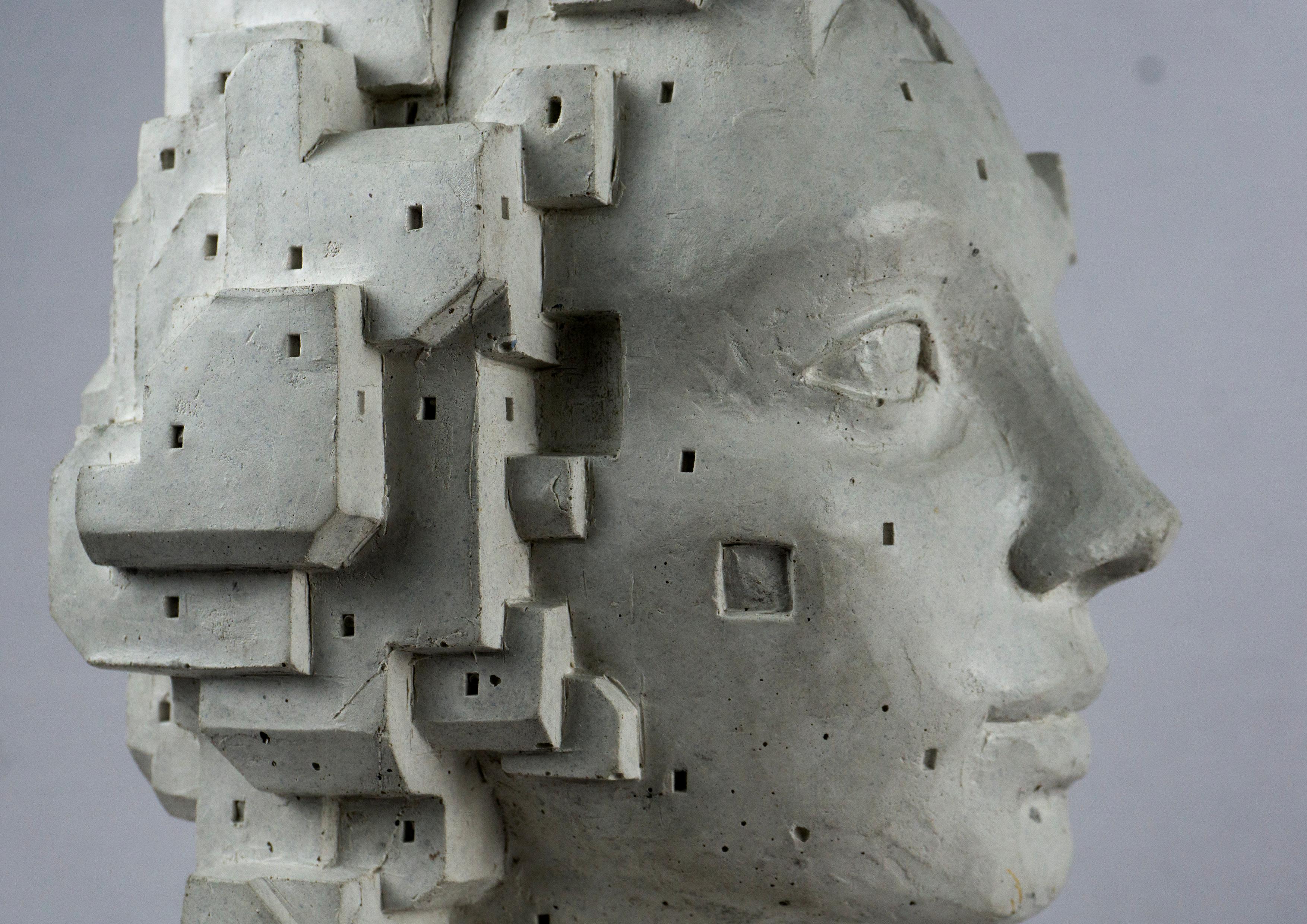 Escultura de cemento blanco óseo - 