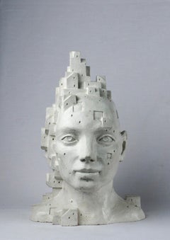 Scultura in cemento bianco osseo - "LARAS 010", Human Form & Architecture, 2024