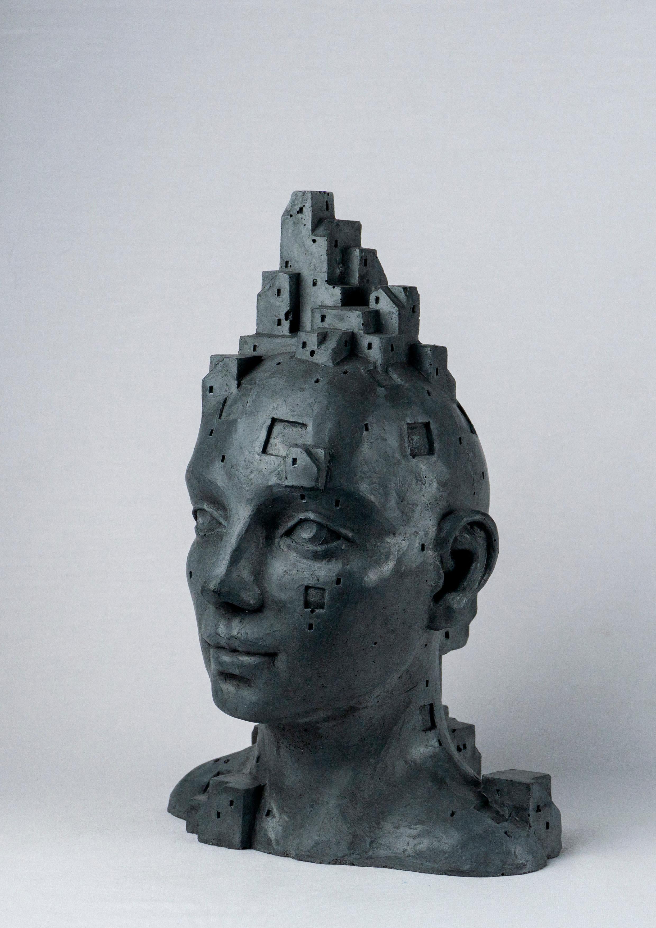 Scultura architettonica contemporanea Figura umana. Cemento grigio scuro. 