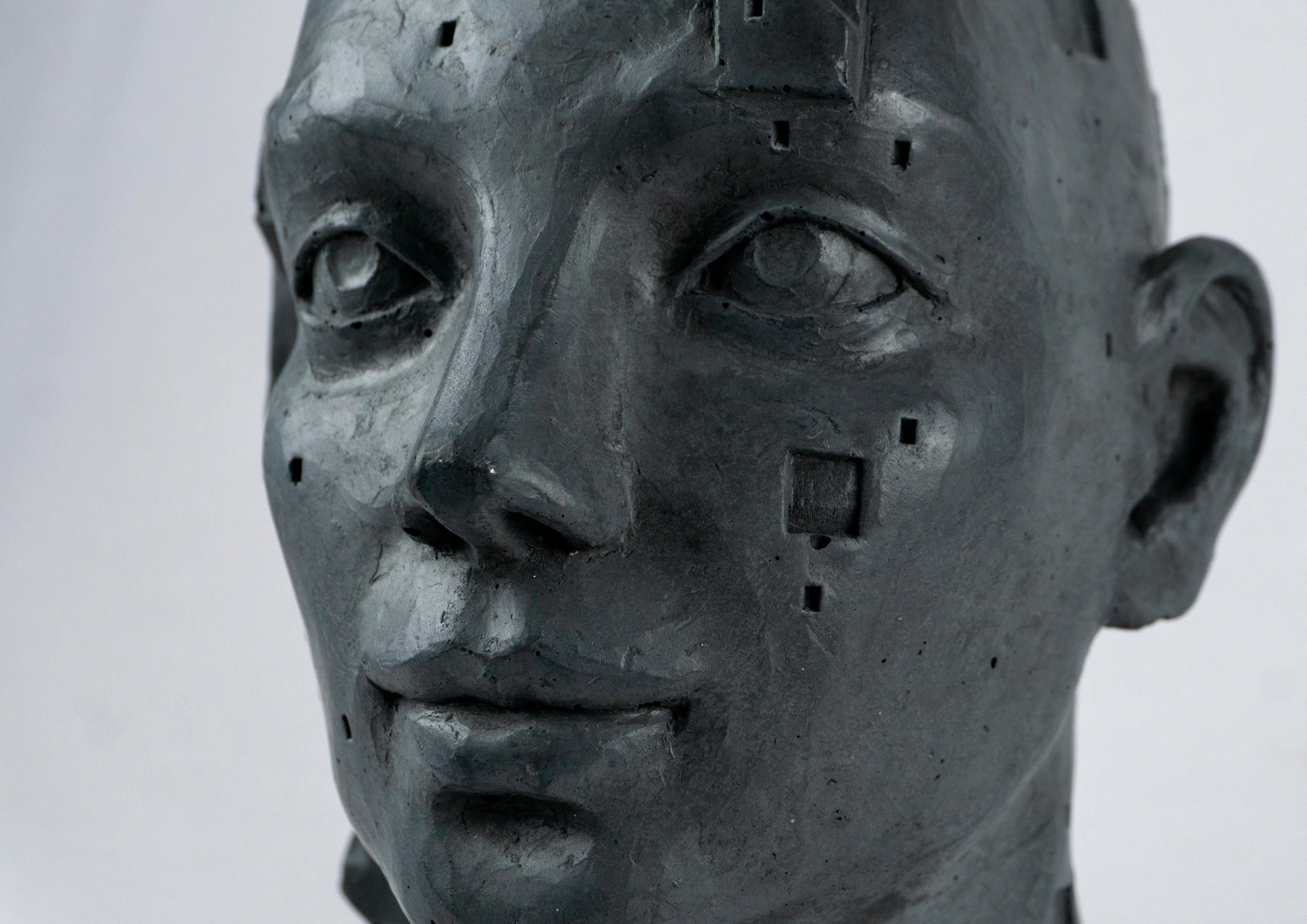 Scultura architettonica contemporanea Figura umana. Cemento grigio scuro. 