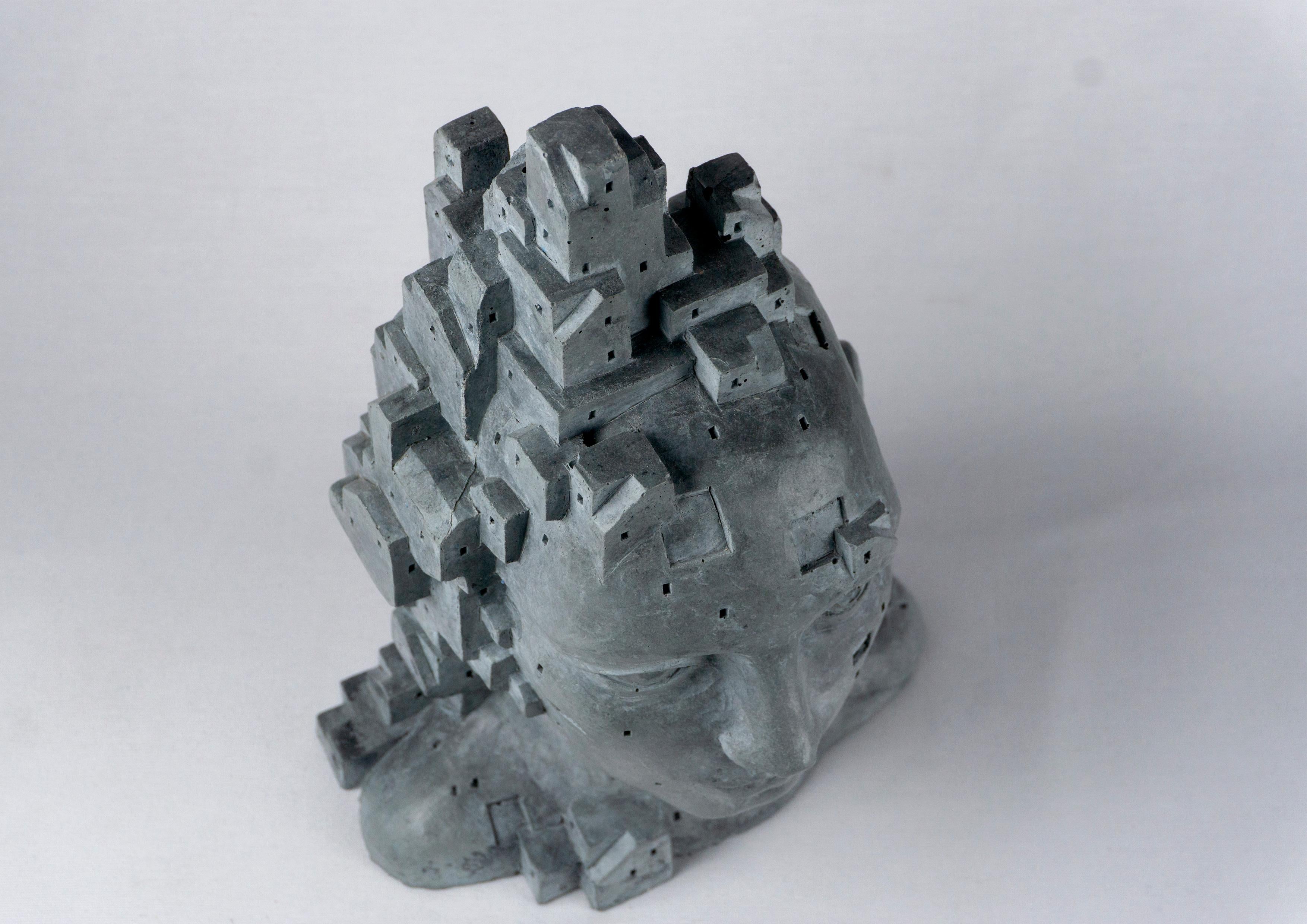 Dark Gray Architectural Bust in Cement - 