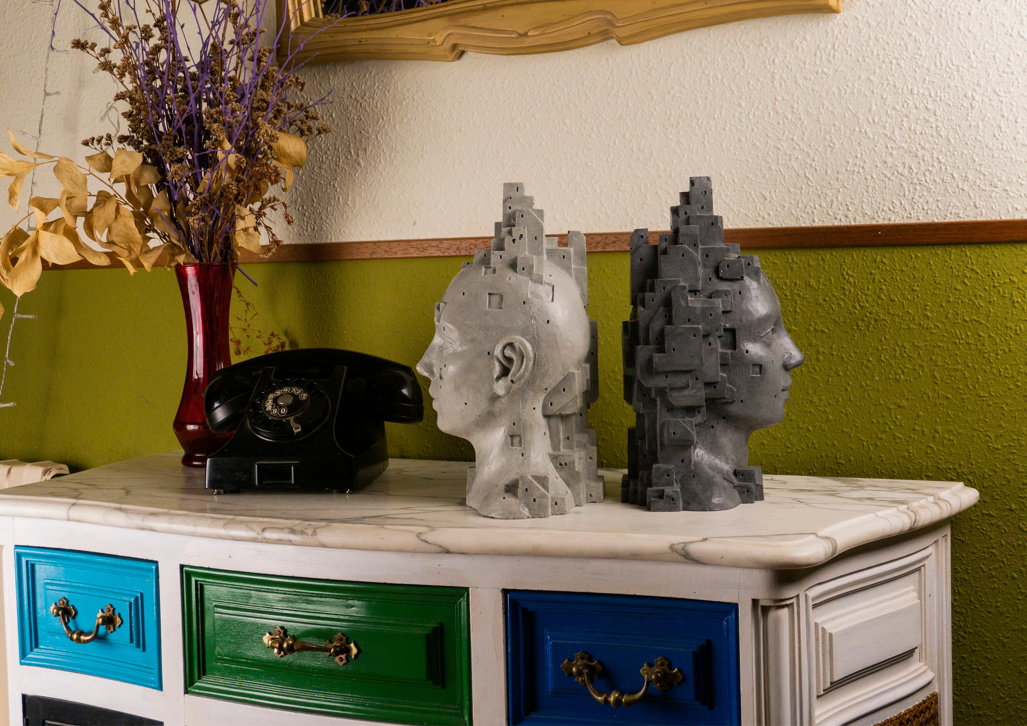 Dark Gray Architectural Bust in Cement - 