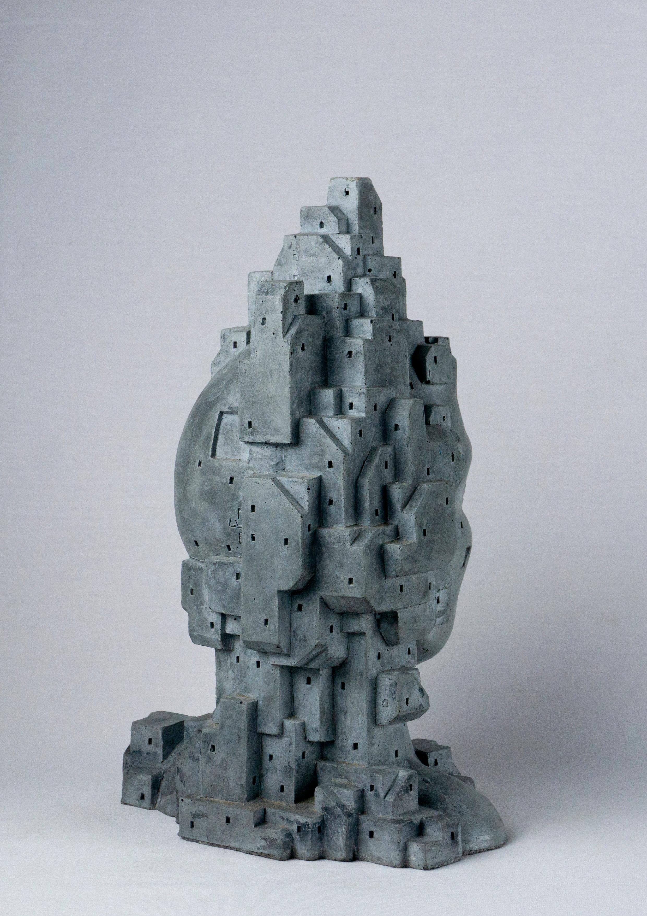 Dark Gray Architectural Bust in Cement - 